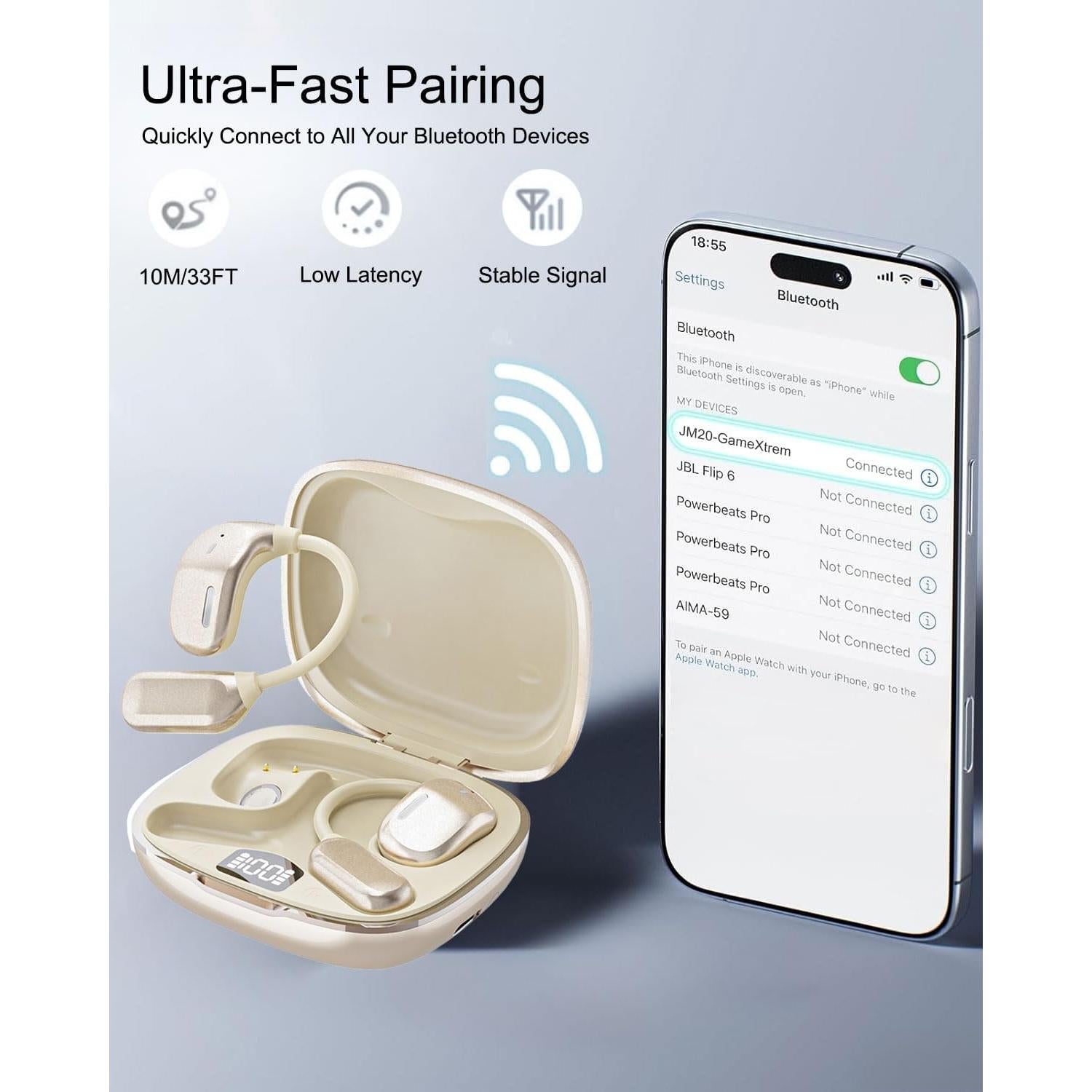 Auriculares Inalámbricos GameXtrem JM20 Abiertos 72h Batería