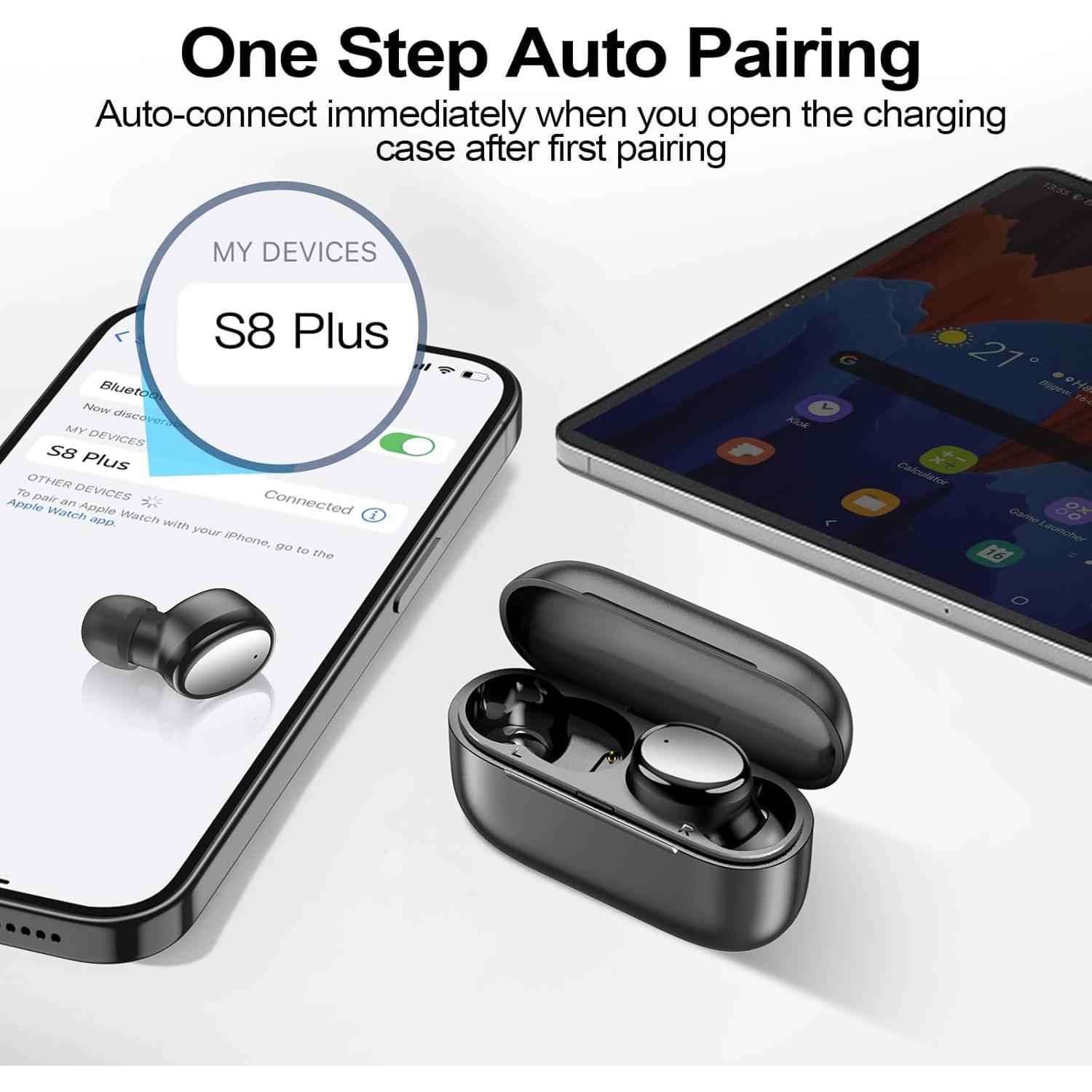 Auriculares Inalámbricos Kurdene S8 Plus Bluetooth 5.4 Negro