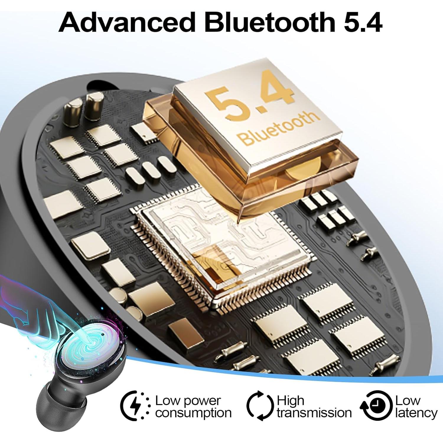 Auriculares Inalámbricos Kurdene S8 Plus Bluetooth 5.4 Negro