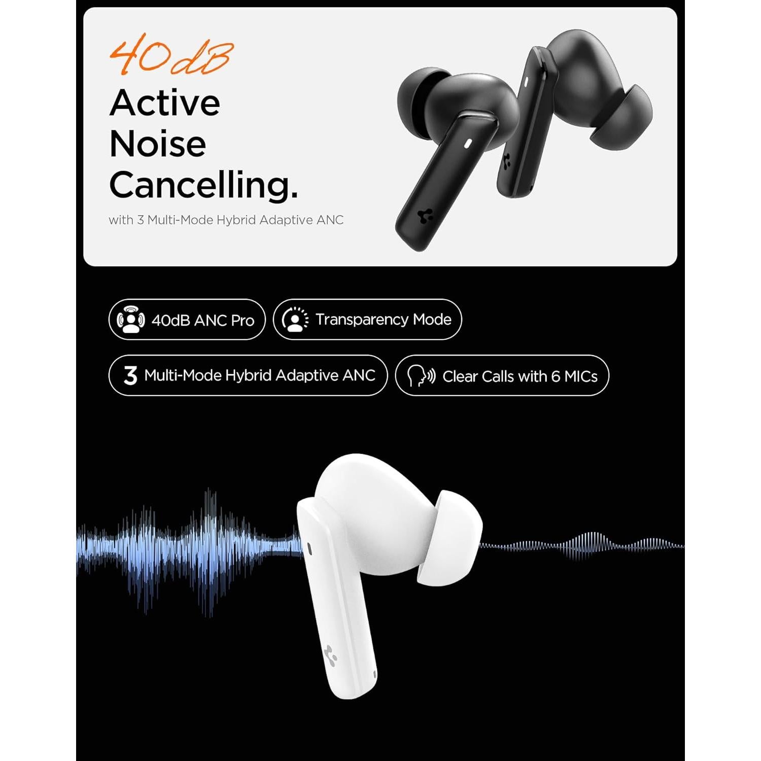 Auriculares Inalámbricos Spigen con Cancelación de Ruido 30H