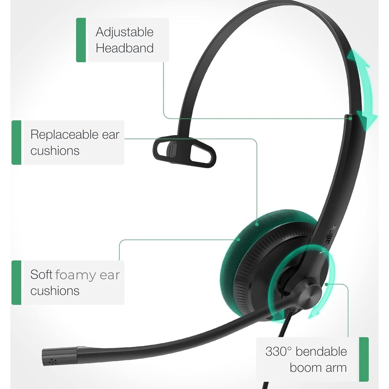 Auricular USB Yealink UH34 Lite Mono con Micrófono Cancelación Ruido
