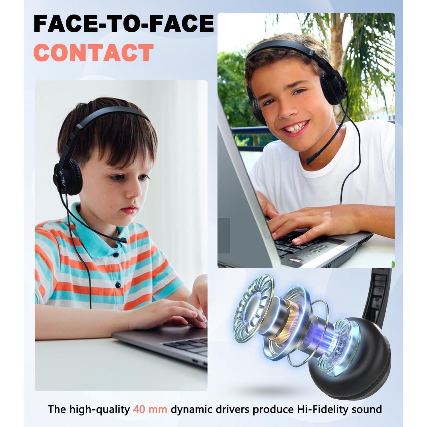 Auriculares con cable Ladont QS06 para niños con micrófono - Negro