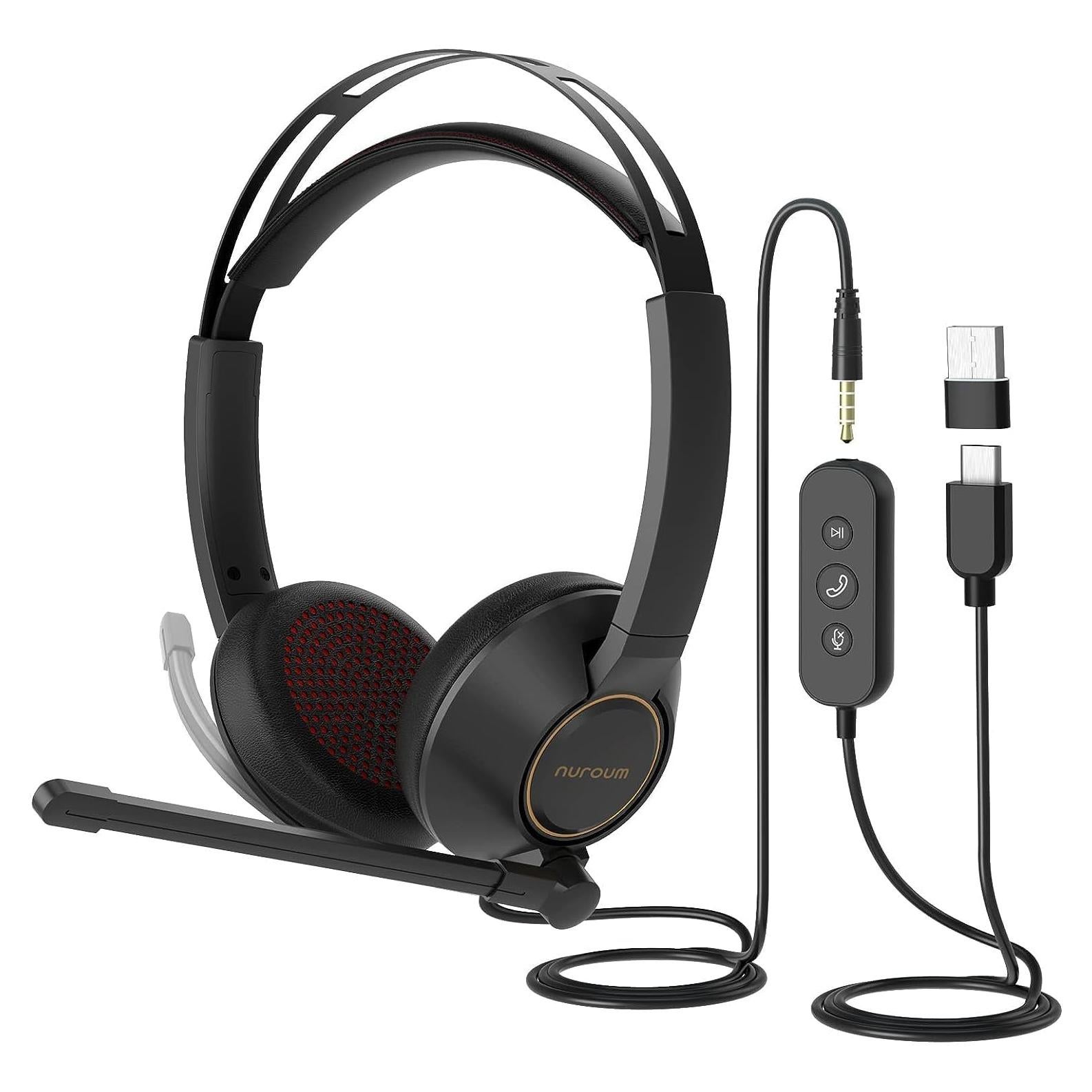 Auriculares con Cable Nuroum HP11DU con Micrófono y Cancelación de Ruido