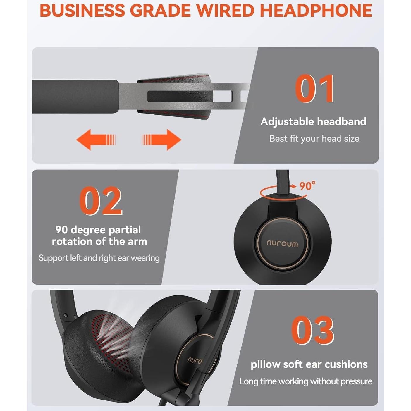 Auriculares con Cable Nuroum HP11DU con Micrófono y Cancelación de Ruido