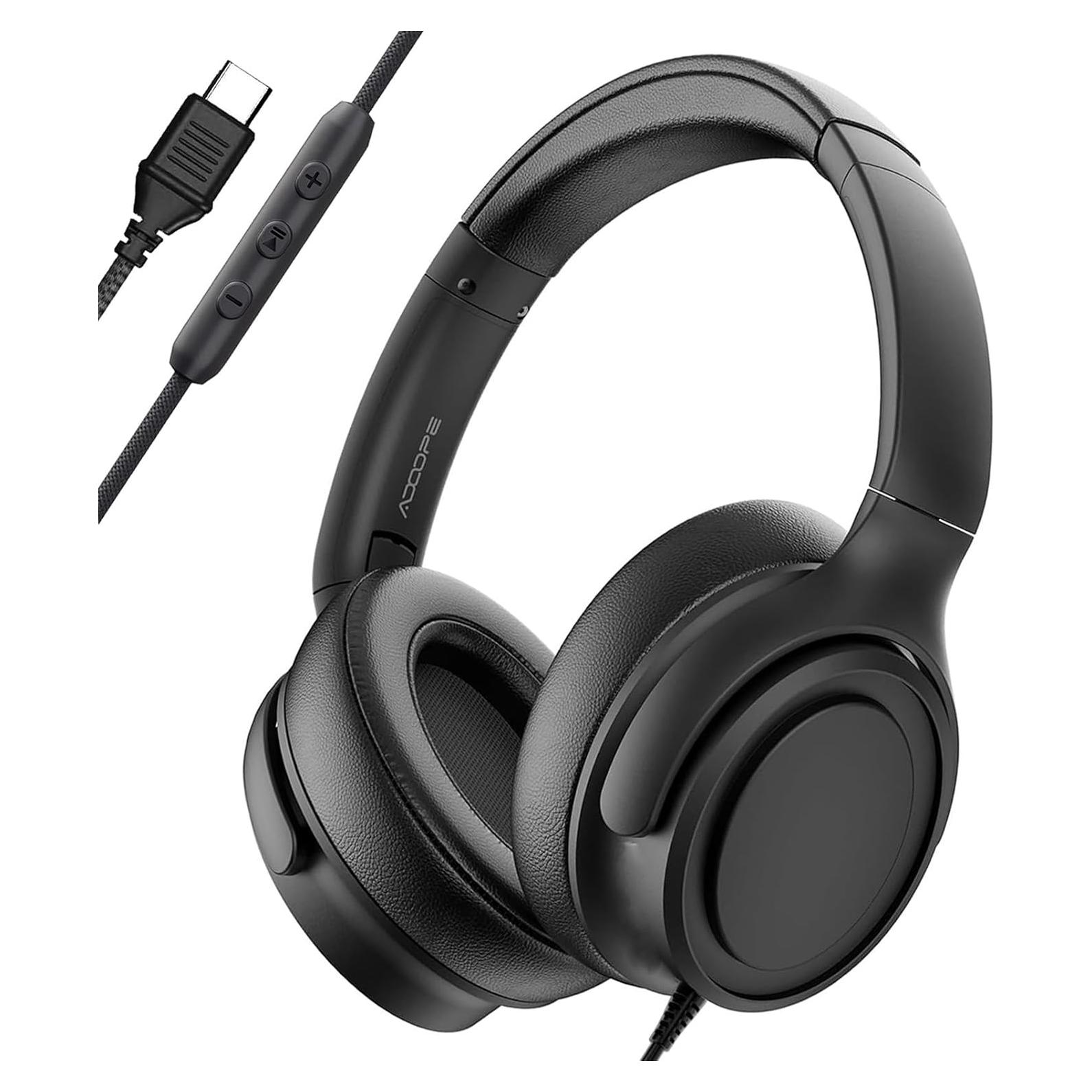 Auriculares con cable ADOOPE AD1000 Tipo C, sonido Hi-Fi, negro