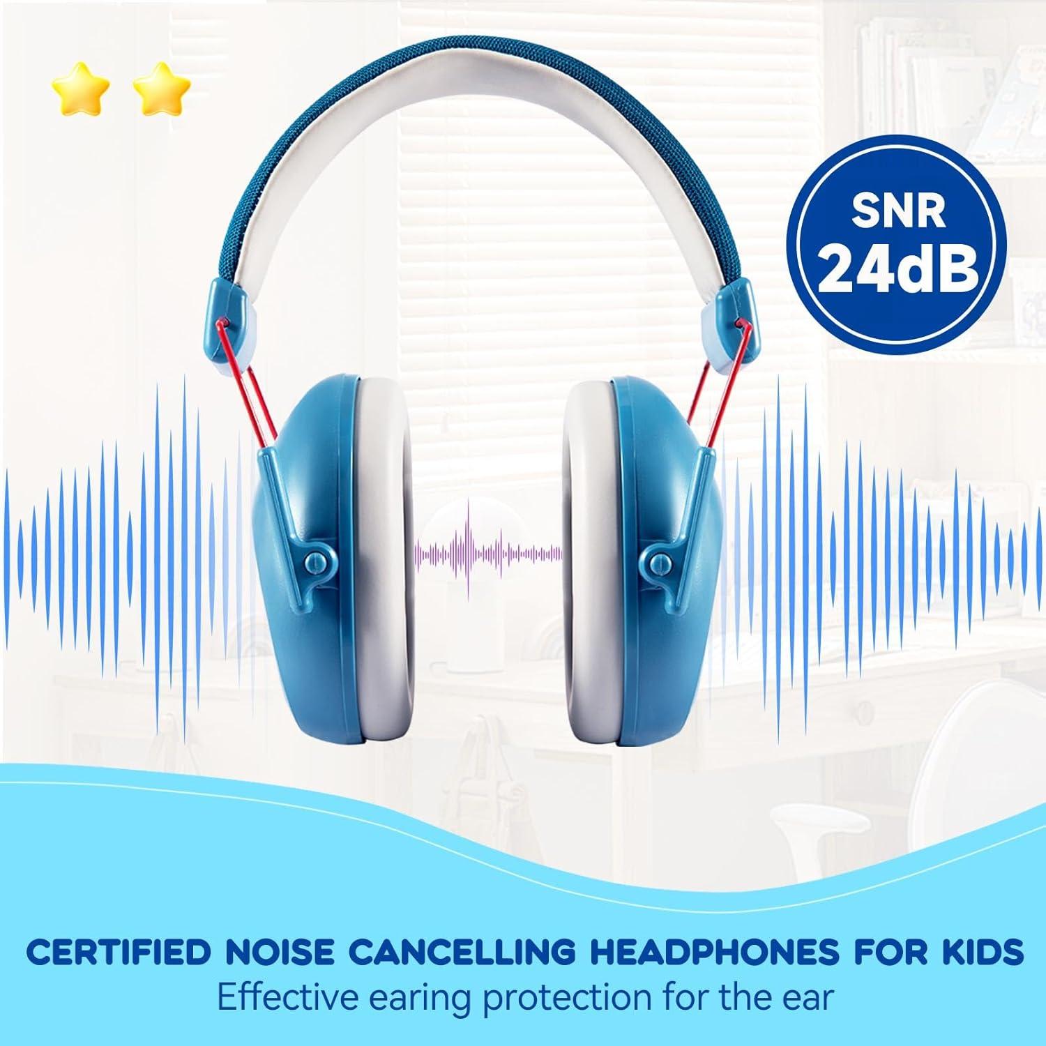Auriculares con Cancelación de Ruido para Niños NRR 24dB Azul
