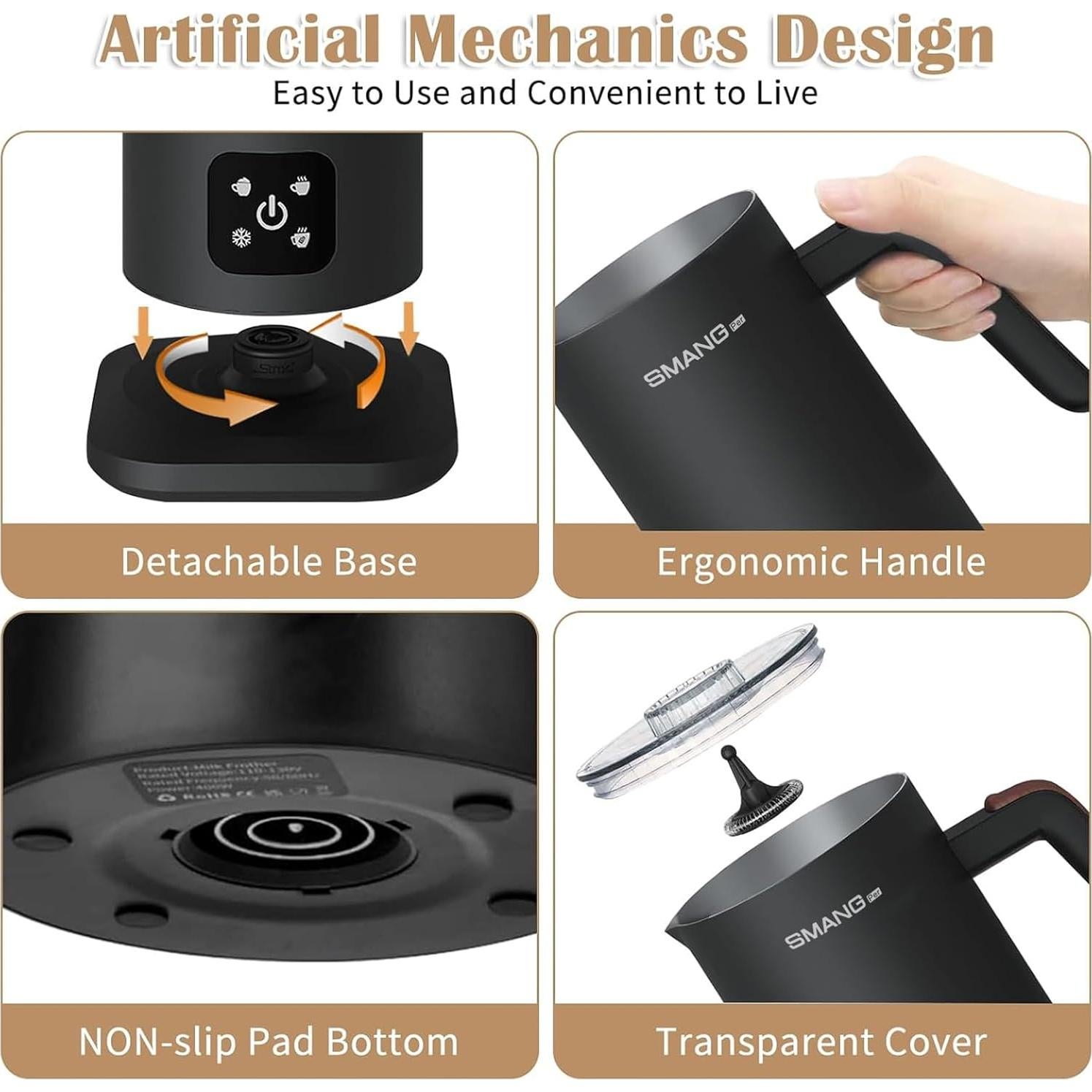 Espumador de Leche Eléctrico SMANGPER MF350 350ml 4 en 1