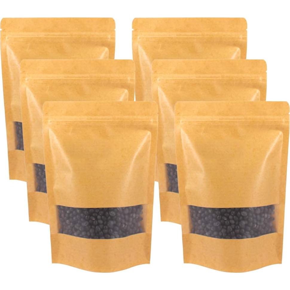 100 Bolsas de Papel Kraft 15x22cm con Ventana Mate Belinlen