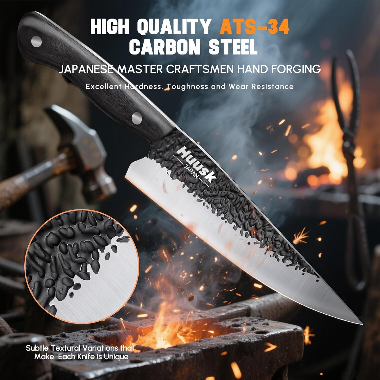 Cuchillo de Chef Huusk Forjado a Mano 19 cm Acero Carbono