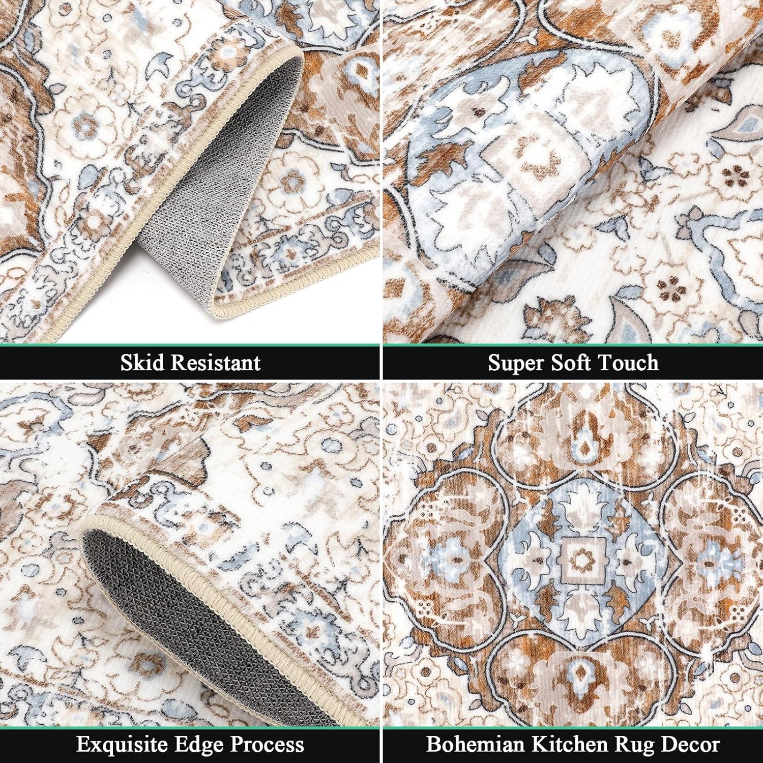 Conjunto de 3 Alfombras de Cocina HEBE Antideslizantes Beige