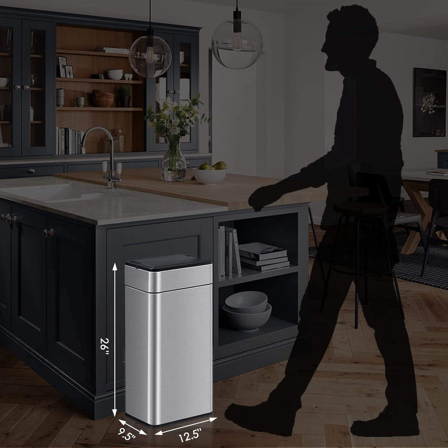 Cubo de Basura Automático ELPHECO 40L Acero Inoxidable