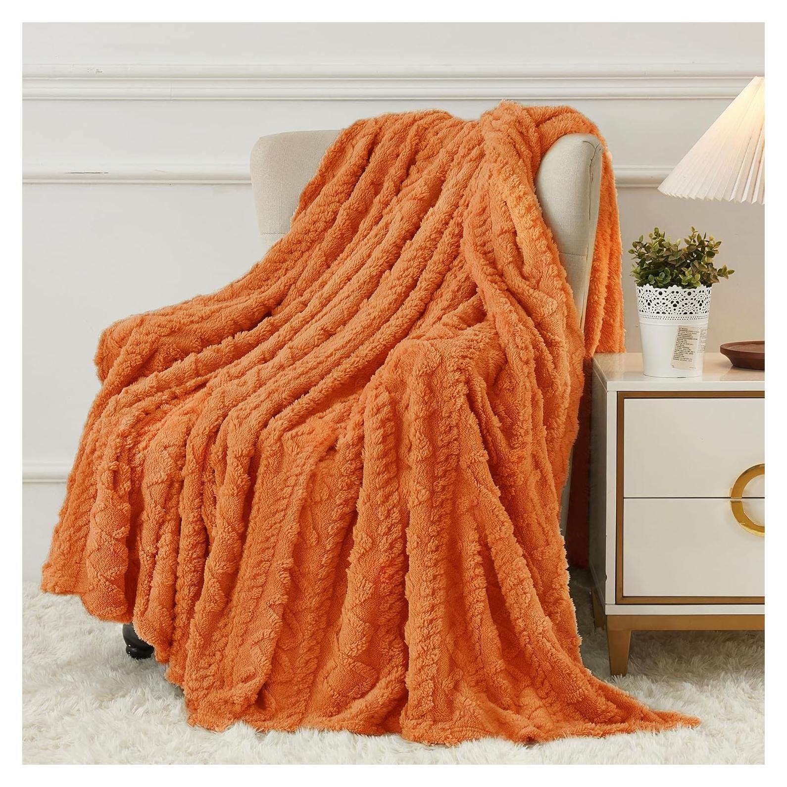 Manta de lanzamiento Aganear Naranja 127x152cm Suave y Acogedora
