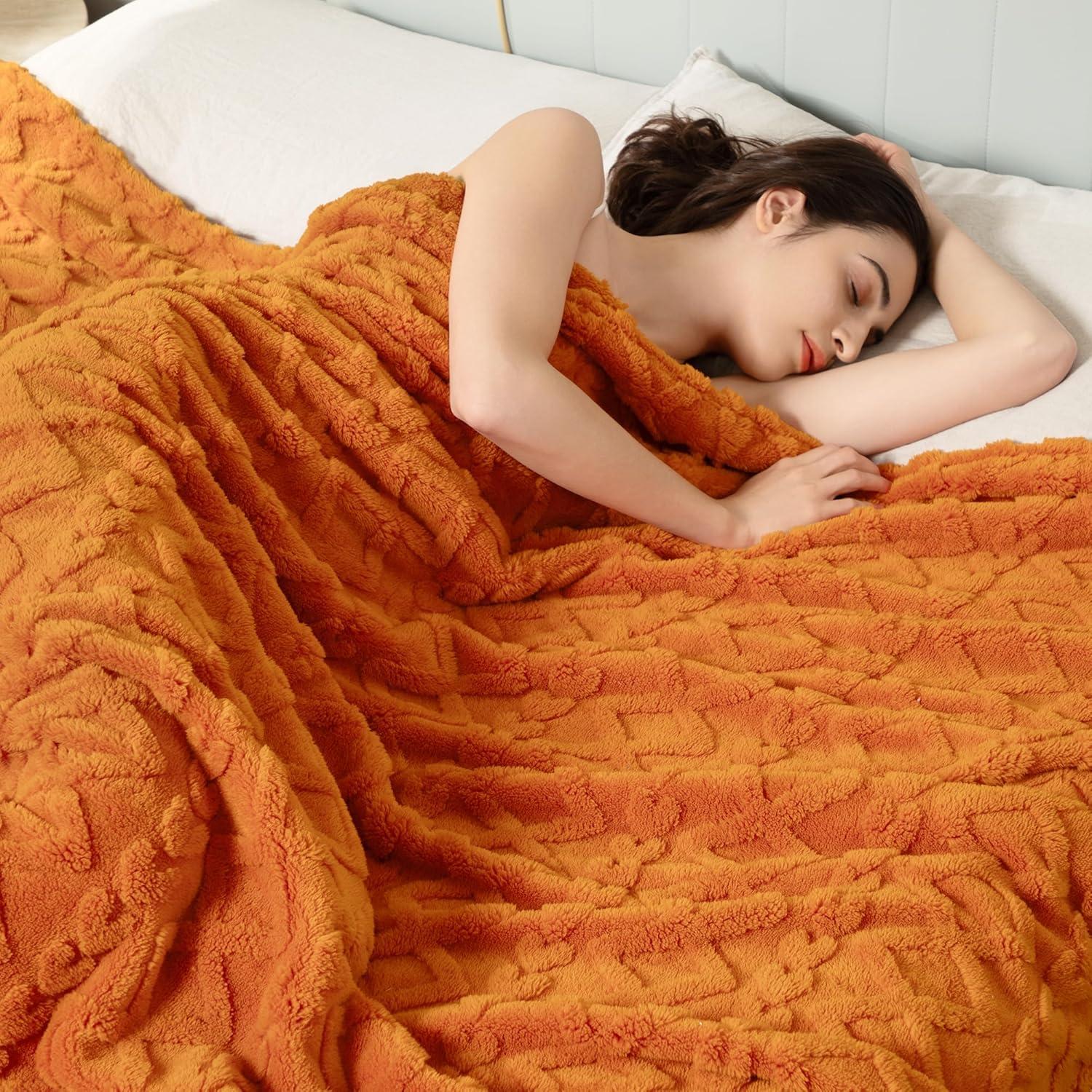 Manta de lanzamiento Aganear Naranja 127x152cm Suave y Acogedora