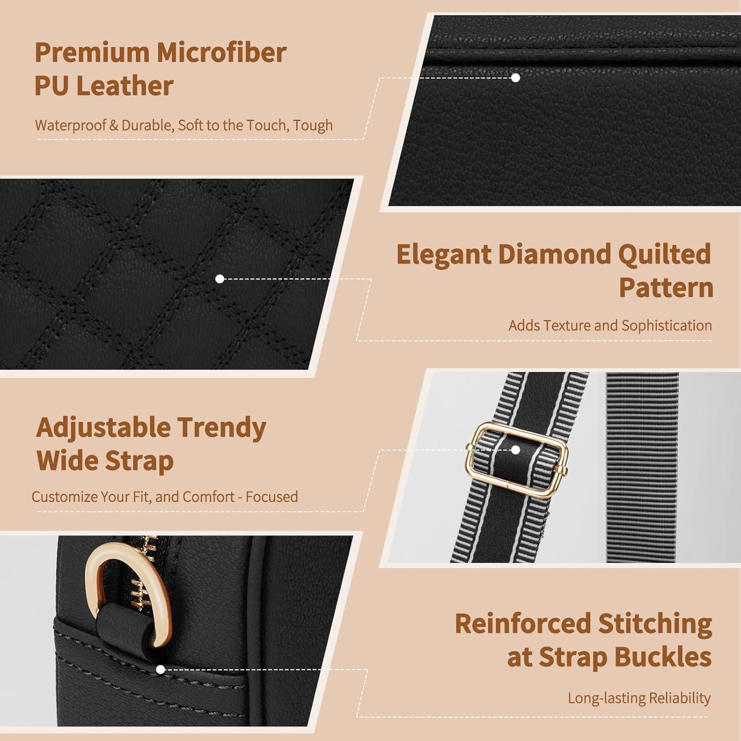 Bolso Cruzado Pequeño FYY para Mujeres en Cuero Vegano Negro