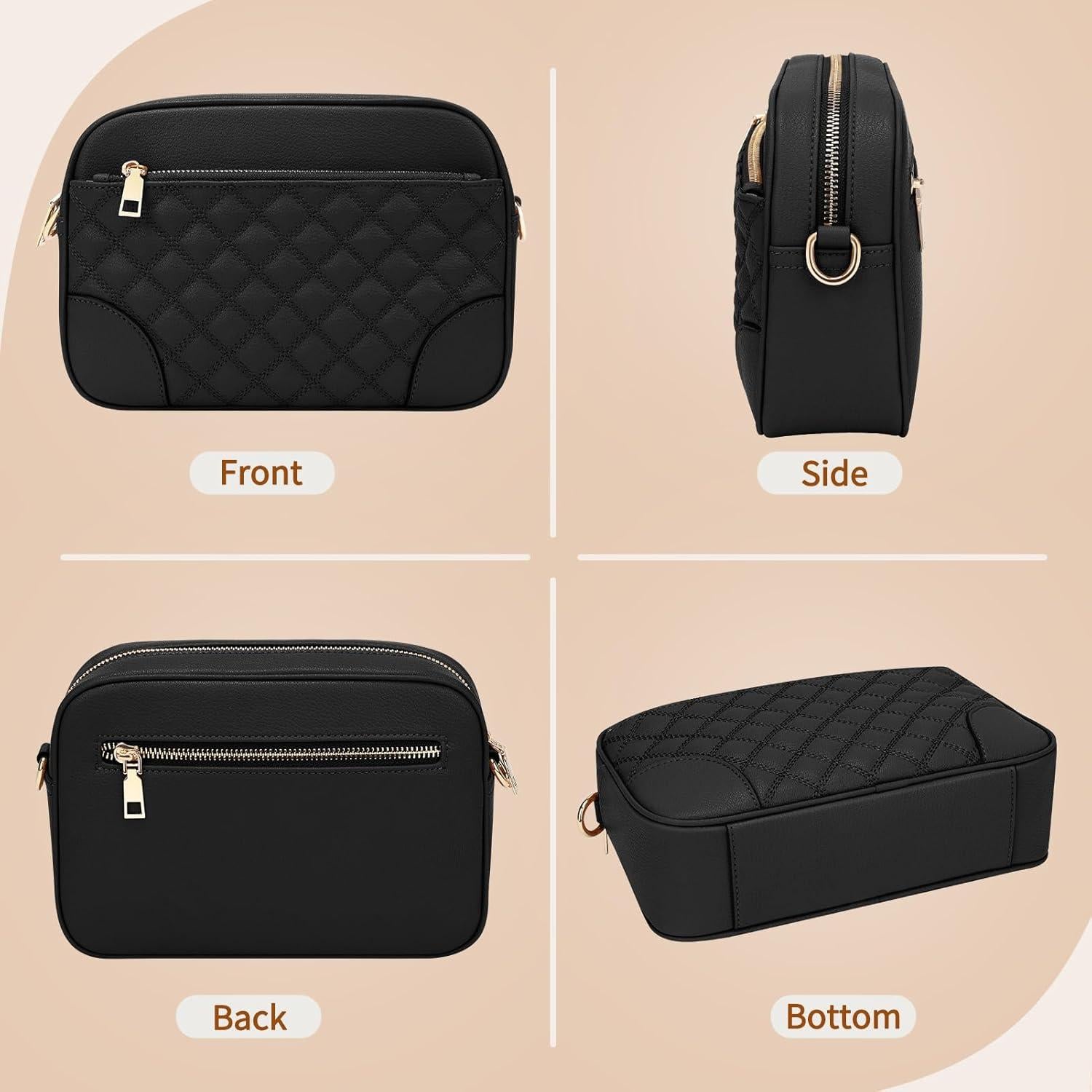 Bolso Cruzado Pequeño FYY para Mujeres en Cuero Vegano Negro