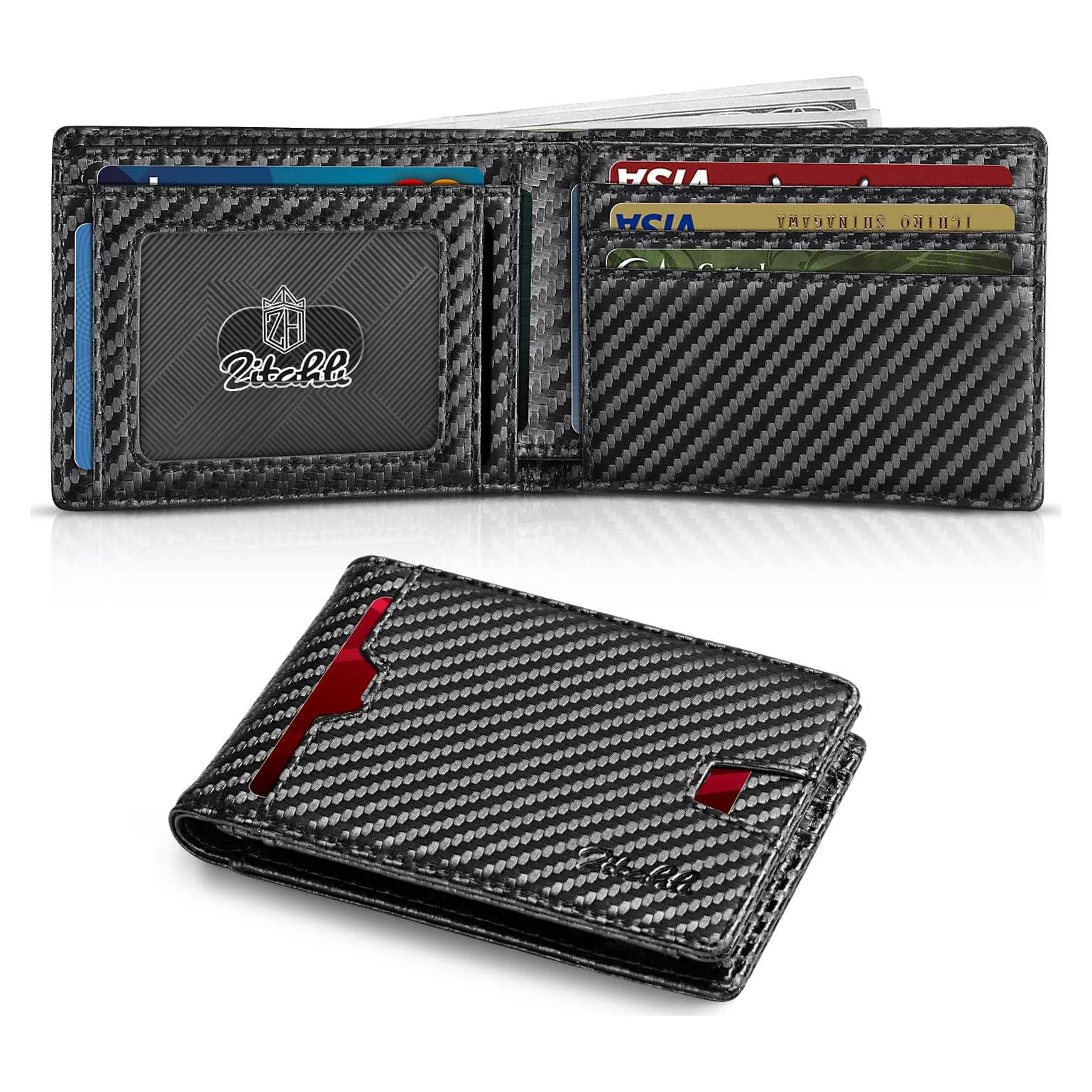 Billetera Bifold Zitahli Slim de Cuero con Bloqueo RFID - Negro