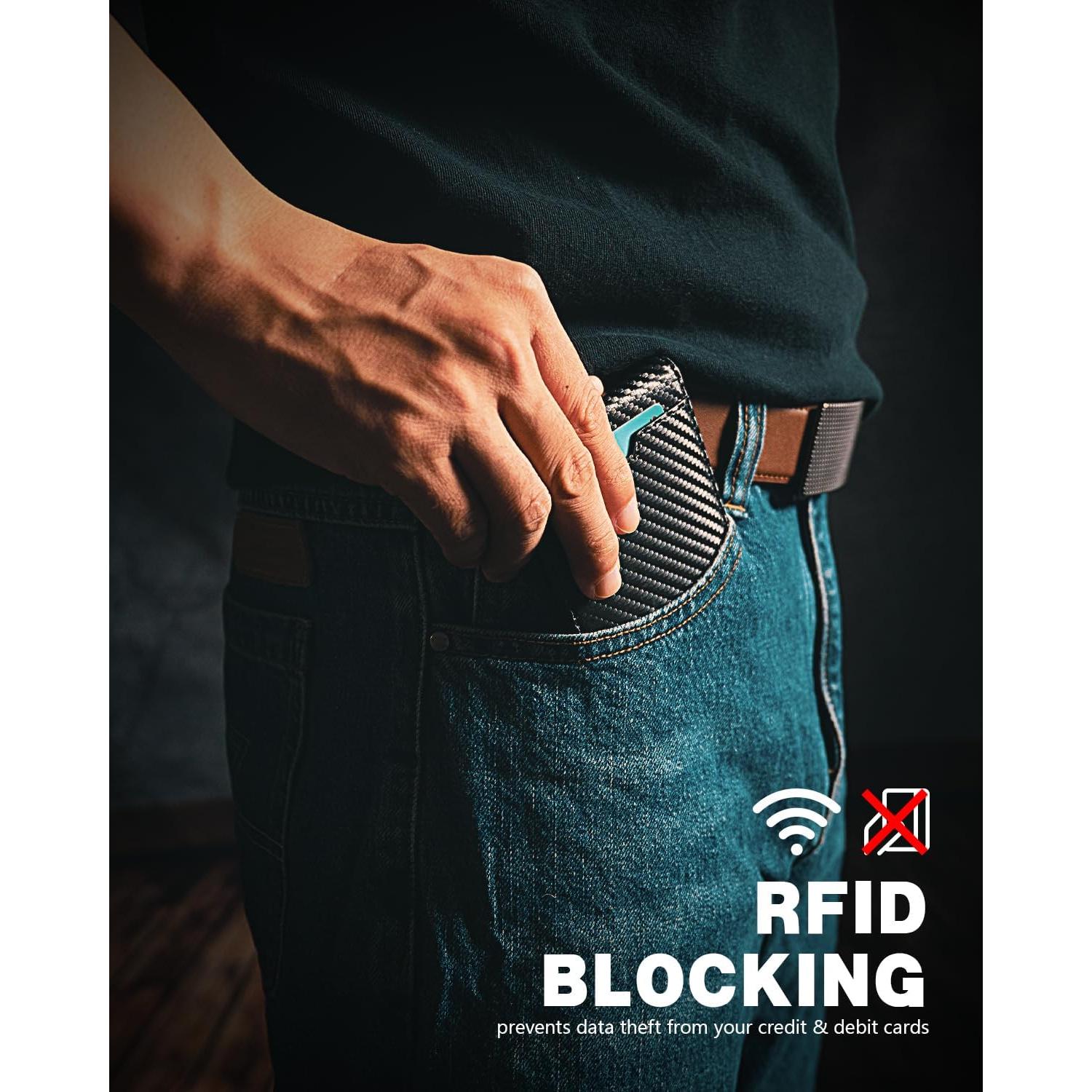 Billetera Bifold Zitahli Slim de Cuero con Bloqueo RFID - Negro