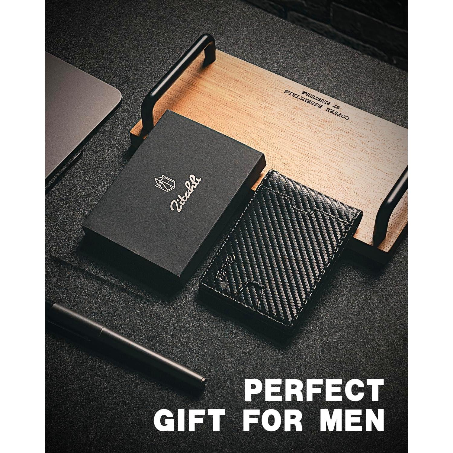 Billetera Bifold Zitahli Slim de Cuero con Bloqueo RFID - Negro