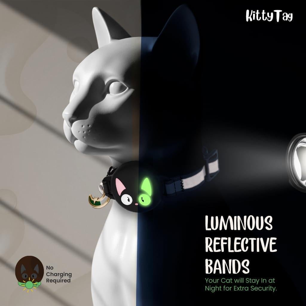 Collar para Gato KittyTag con Soporte para AirTag Negro 22-30 cm