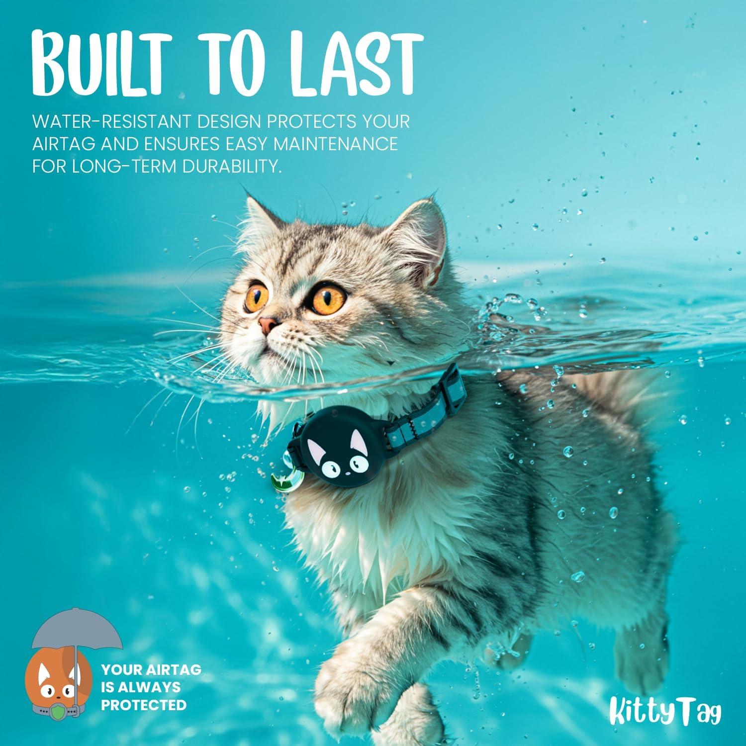 Collar para Gato KittyTag con Soporte para AirTag Negro 22-30 cm