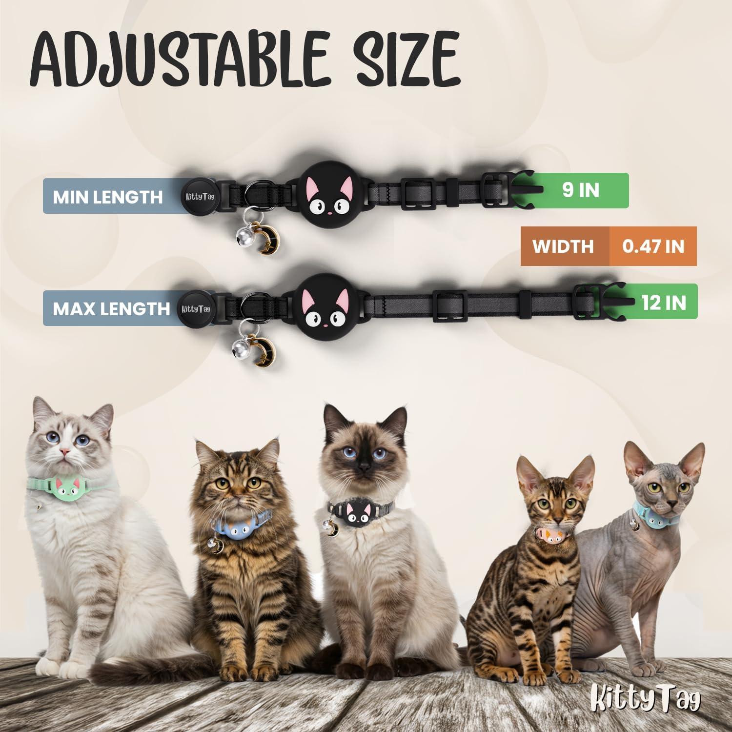 Collar para Gato KittyTag con Soporte para AirTag Negro 22-30 cm