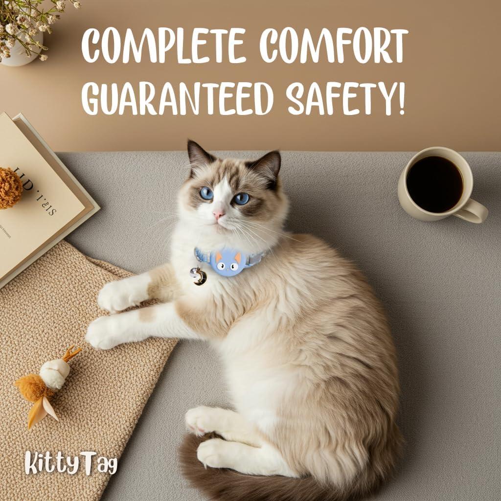 Collar para Gato KittyTag con Soporte para AirTag Negro 22-30 cm
