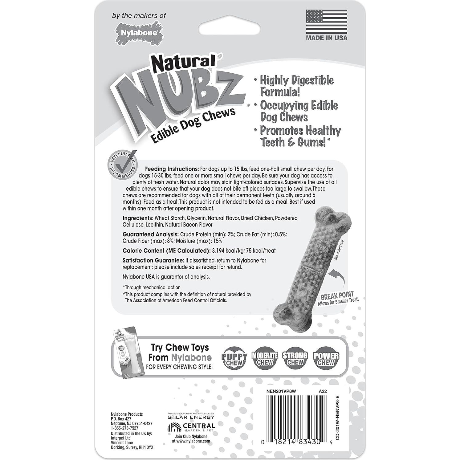 Golosinas Naturales para Perros Nylabone Pollo 187g - 8 Unidades