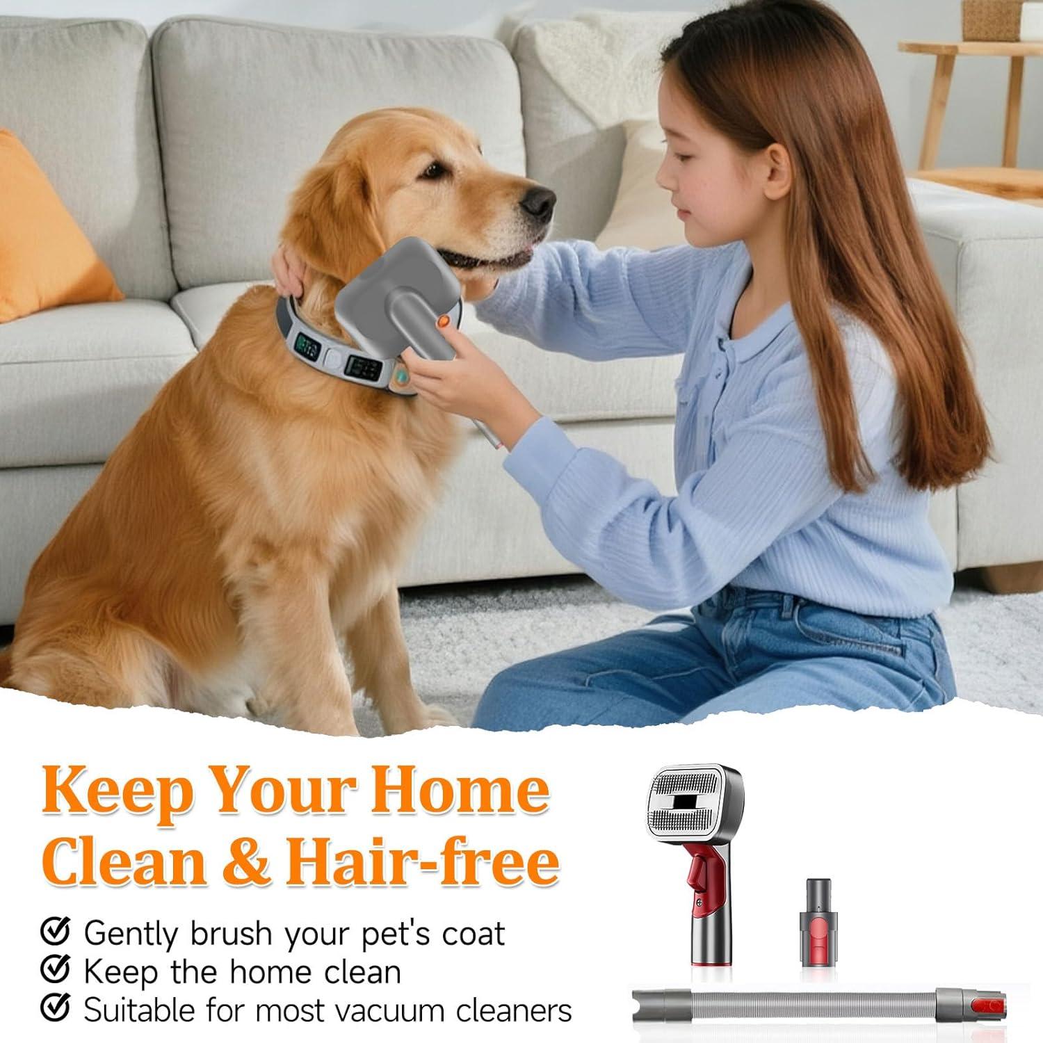 Kit de Aseo para Mascotas LAQVITA - Cepillo y Manguera 52 cm