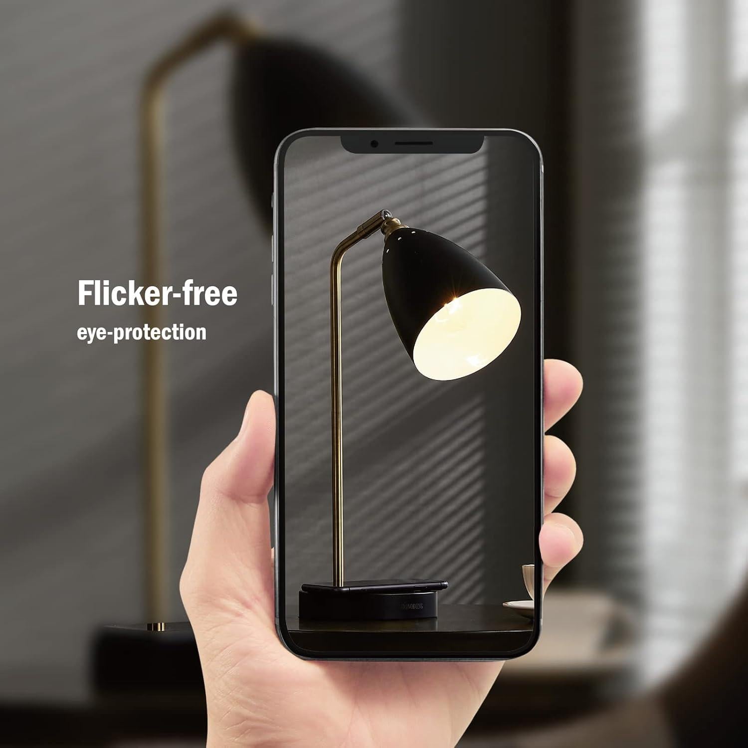 Lámpara de Escritorio LED Lianheng Negra con Cargador Inalámbrico