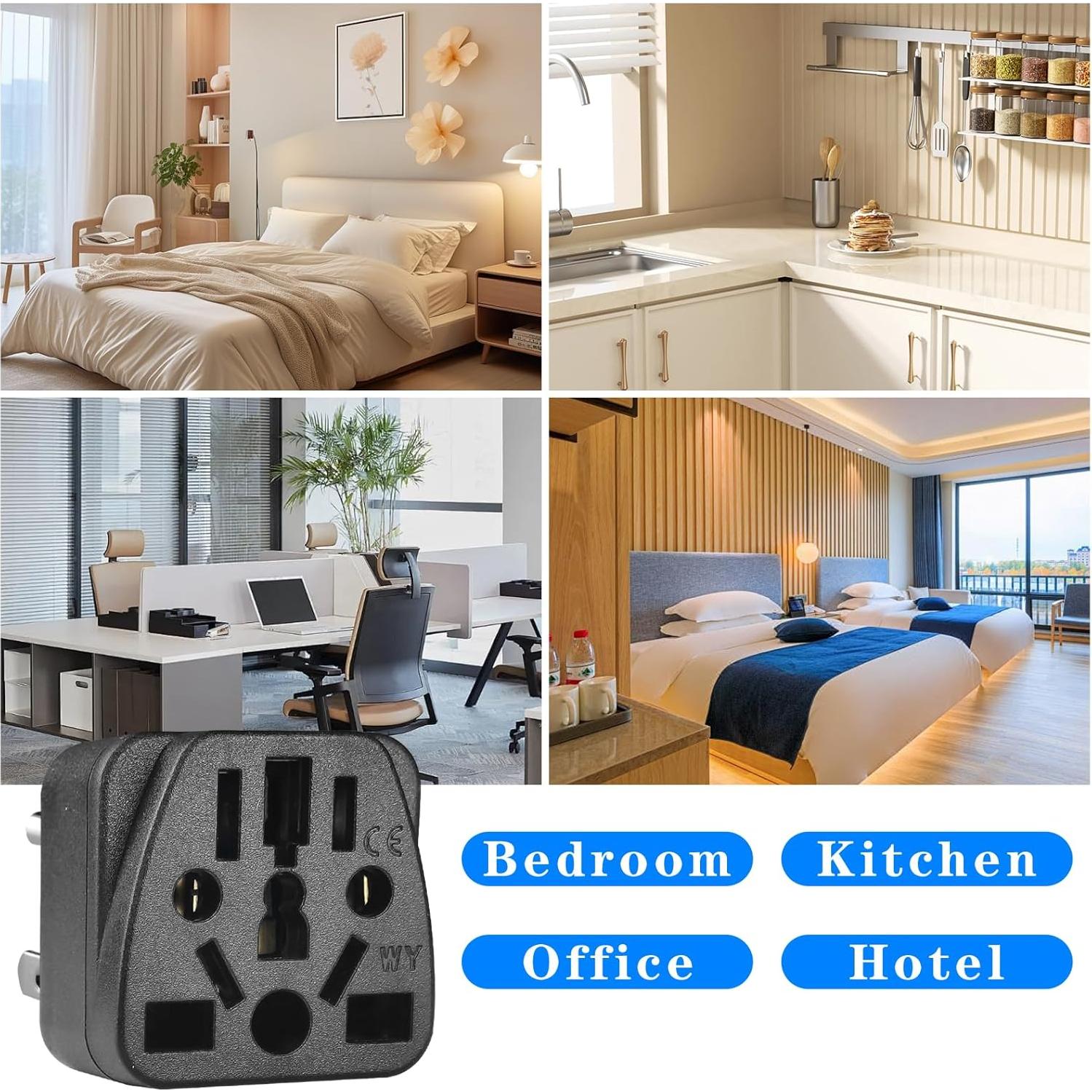 Adaptador de enchufe de viaje XGJUCE Tipo B Negro