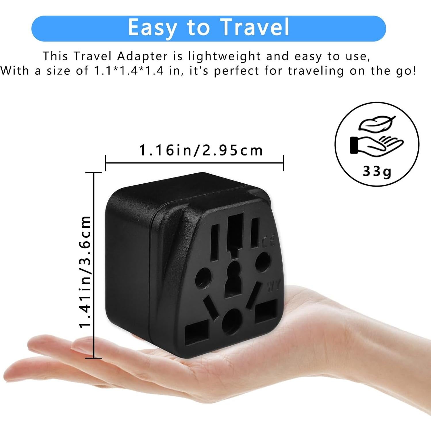 Adaptador de enchufe de viaje XGJUCE Tipo B Negro