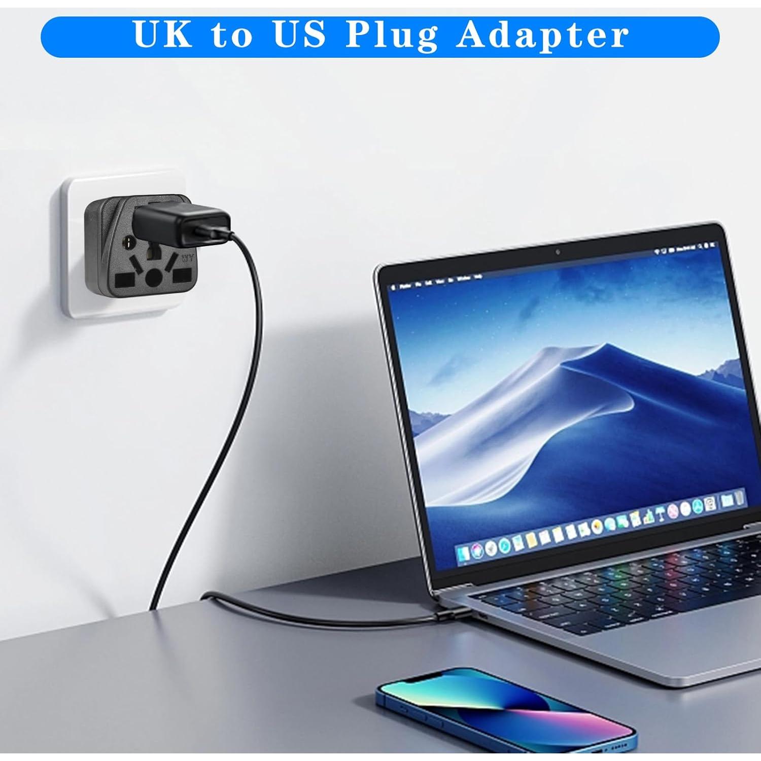 Adaptador de enchufe de viaje XGJUCE Tipo B Negro