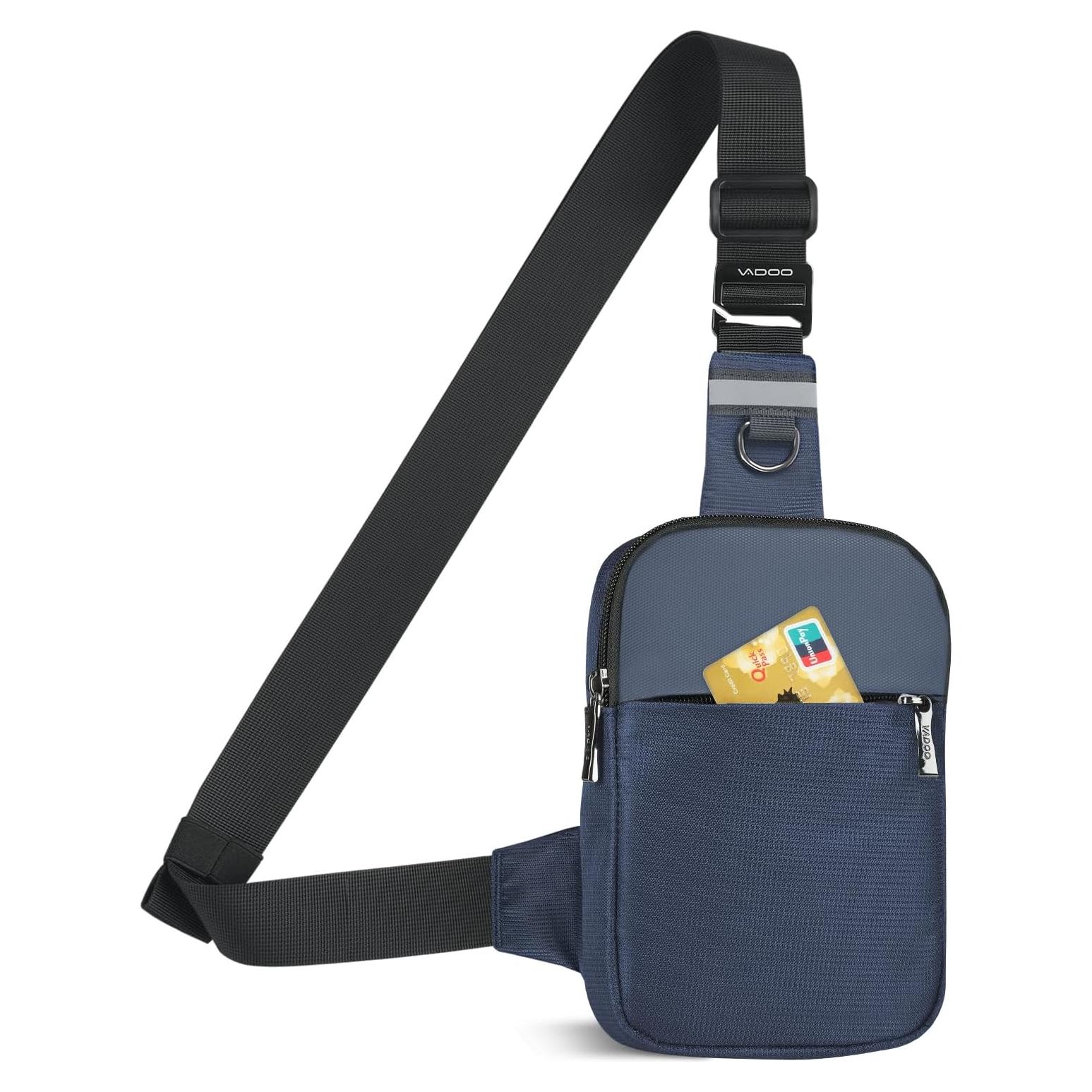 Bolsa Cruzada Sling VADOO Azul Básico con Bloqueo RFID