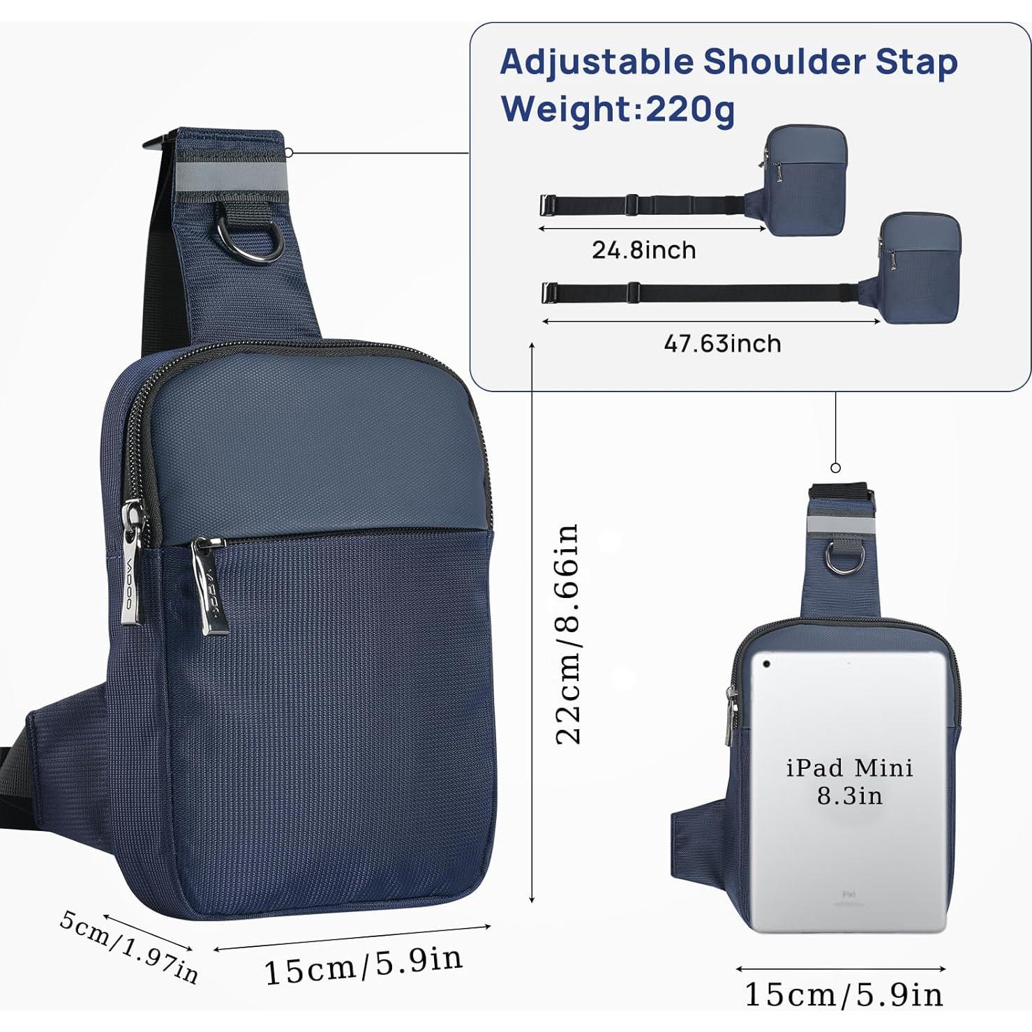 Bolsa Cruzada Sling VADOO Azul Básico con Bloqueo RFID