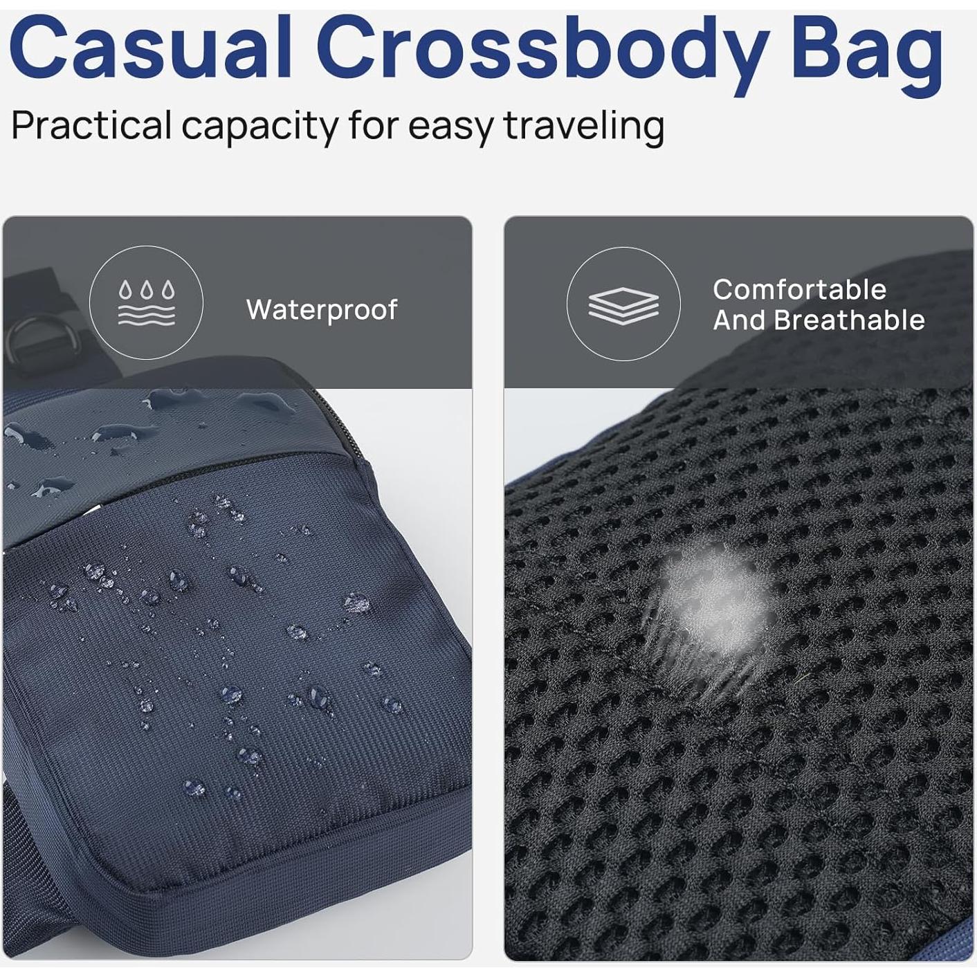 Bolsa Cruzada Sling VADOO Azul Básico con Bloqueo RFID