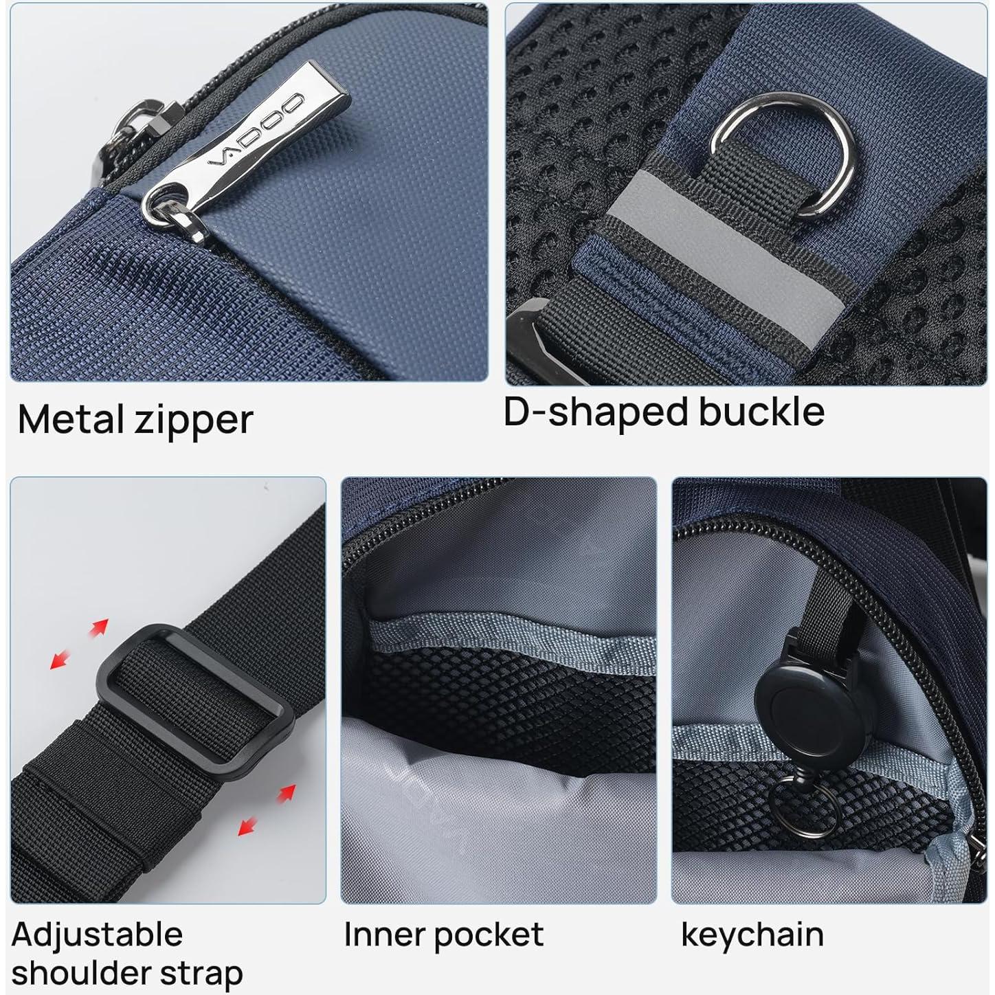 Bolsa Cruzada Sling VADOO Azul Básico con Bloqueo RFID