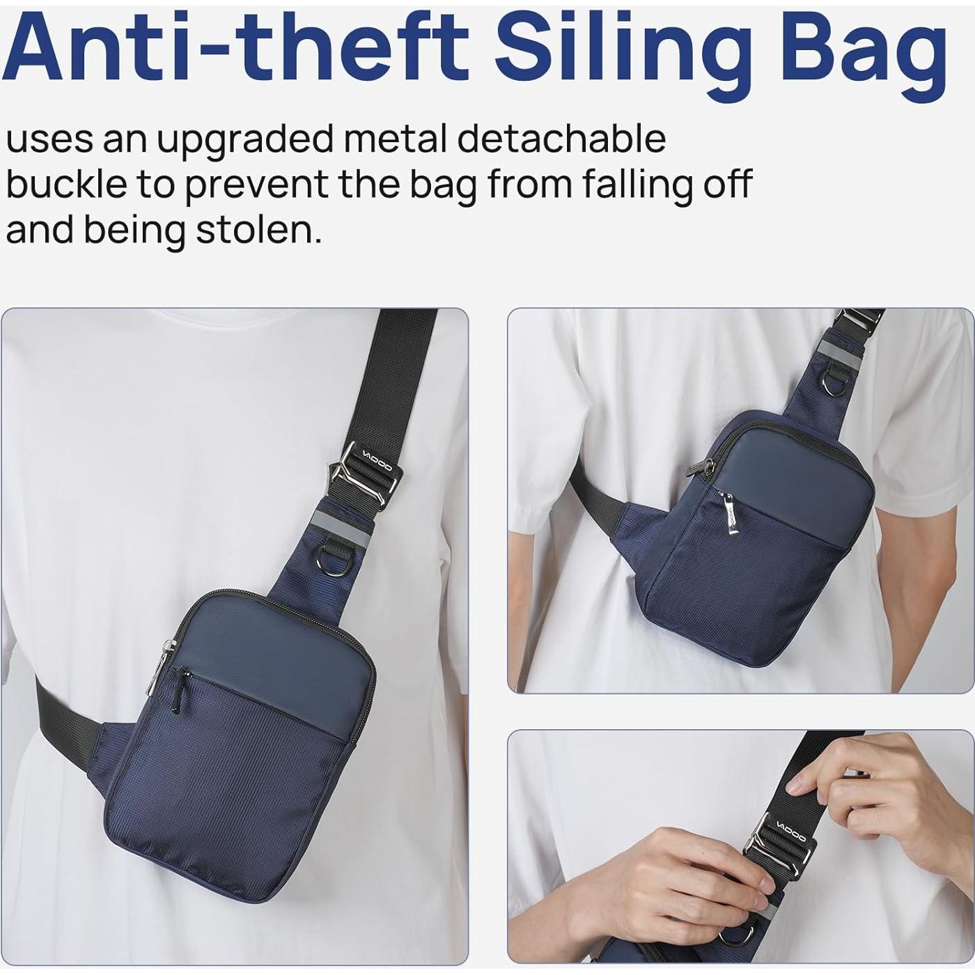 Bolsa Cruzada Sling VADOO Azul Básico con Bloqueo RFID