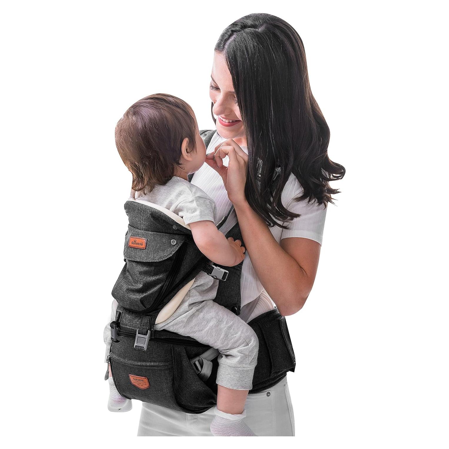 Portabebés Ergonómico SUNVENO 3 en 1 Negro, Soporta 20 kg