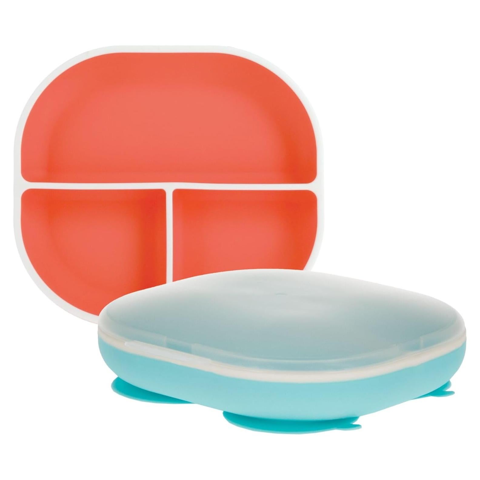 Plato de Succión Rectangular Nuby con Tapa - Silicona 6+ Meses