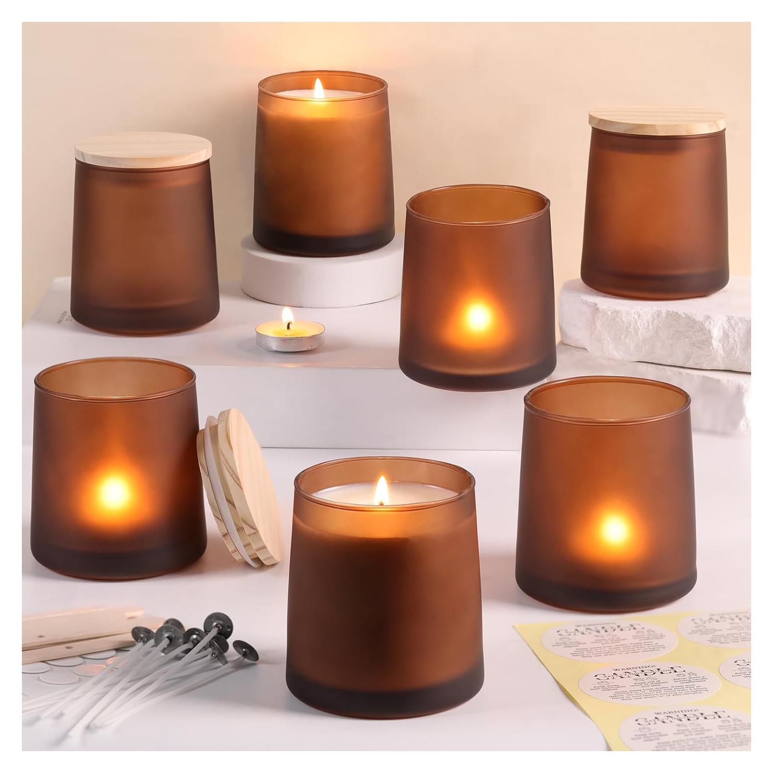 DARJEN 12 Tarros de Vela Ámbar Esmerilado 255g para DIY