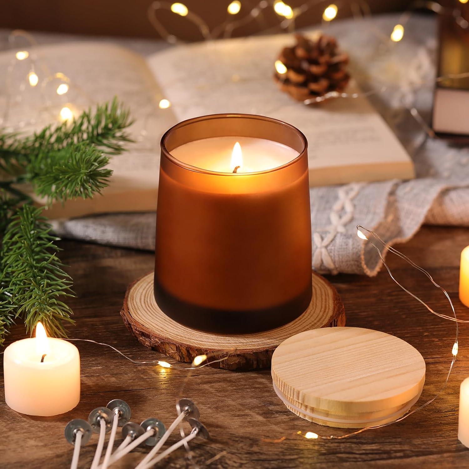 DARJEN 12 Tarros de Vela Ámbar Esmerilado 255g para DIY