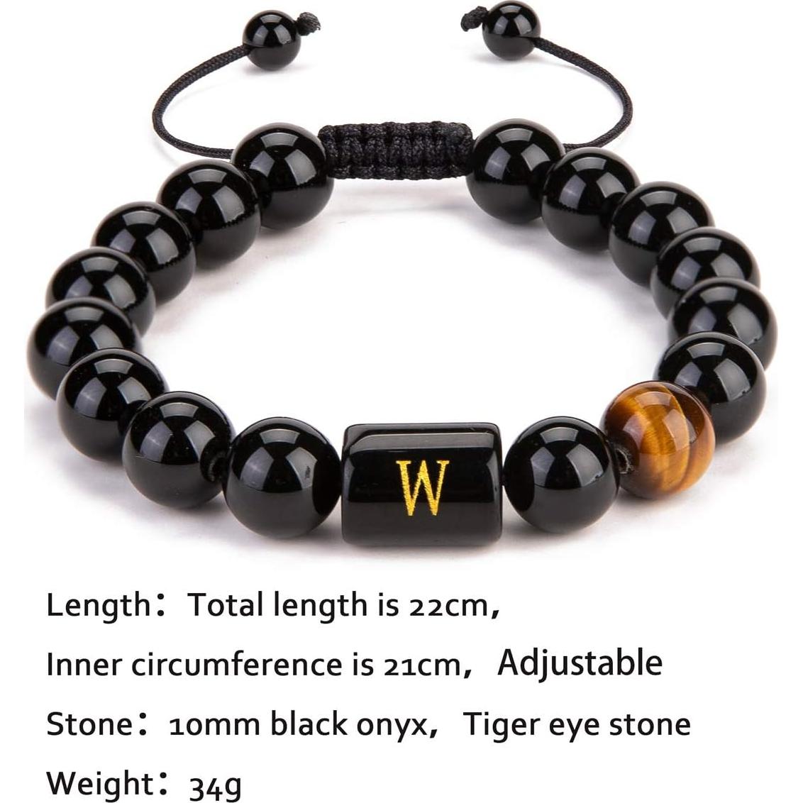 Pulsera de Iniciales para Hombres con Piedras Naturales 10mm