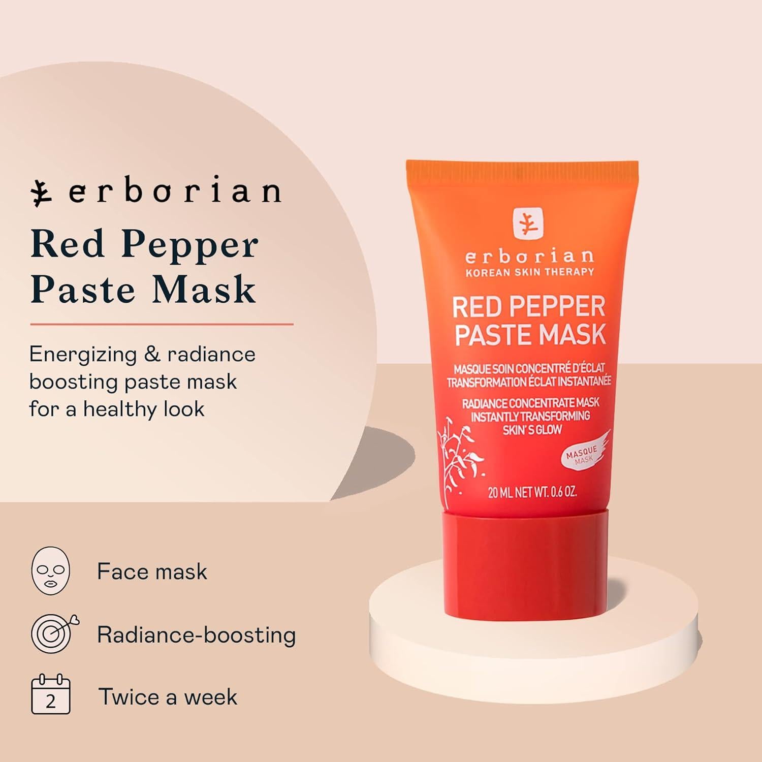 Mascarilla Facial Erborian de Pimiento Rojo 30g - Hidratante y Energizante