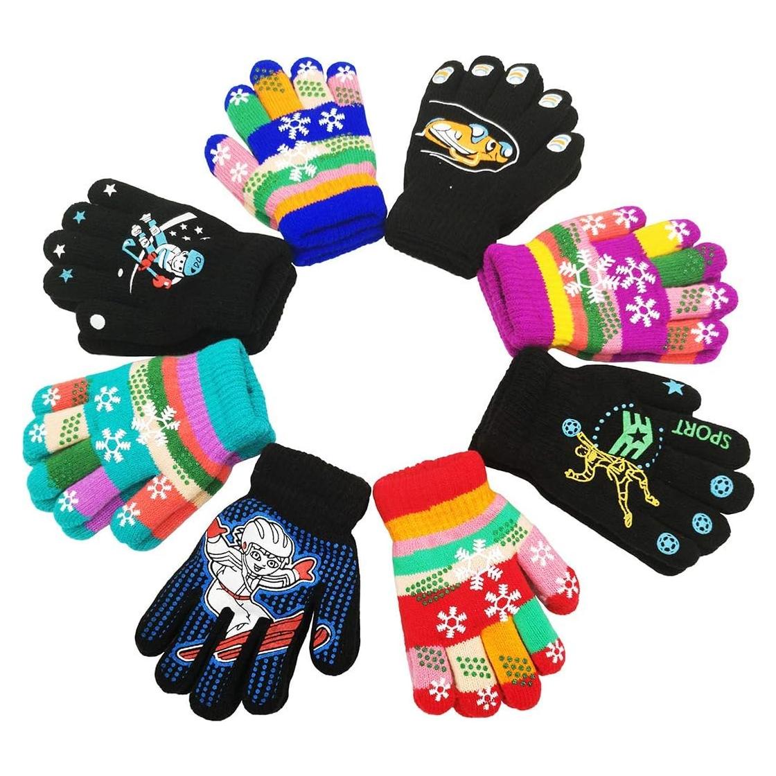 Guantes Mágicos Estirables para Niños 8 Pares Antideslizantes