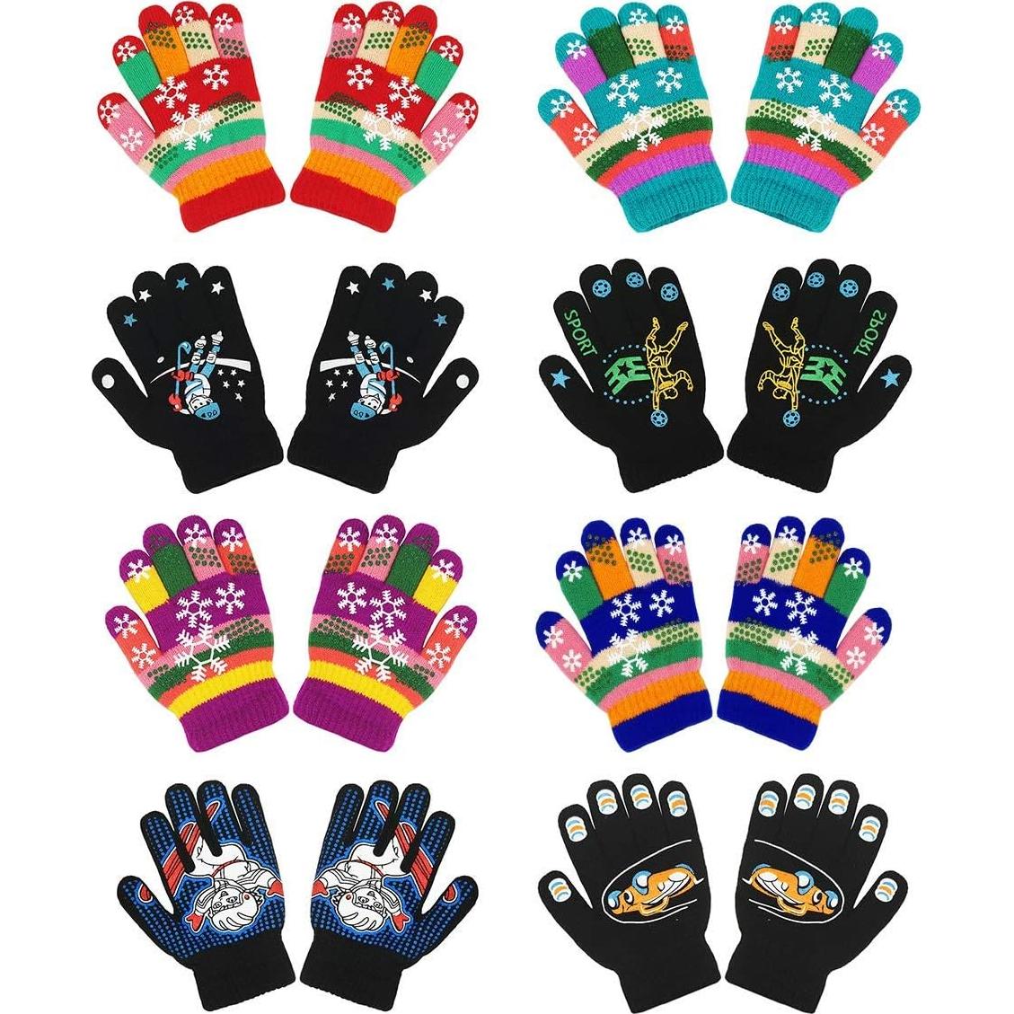Guantes Mágicos Estirables para Niños 8 Pares Antideslizantes