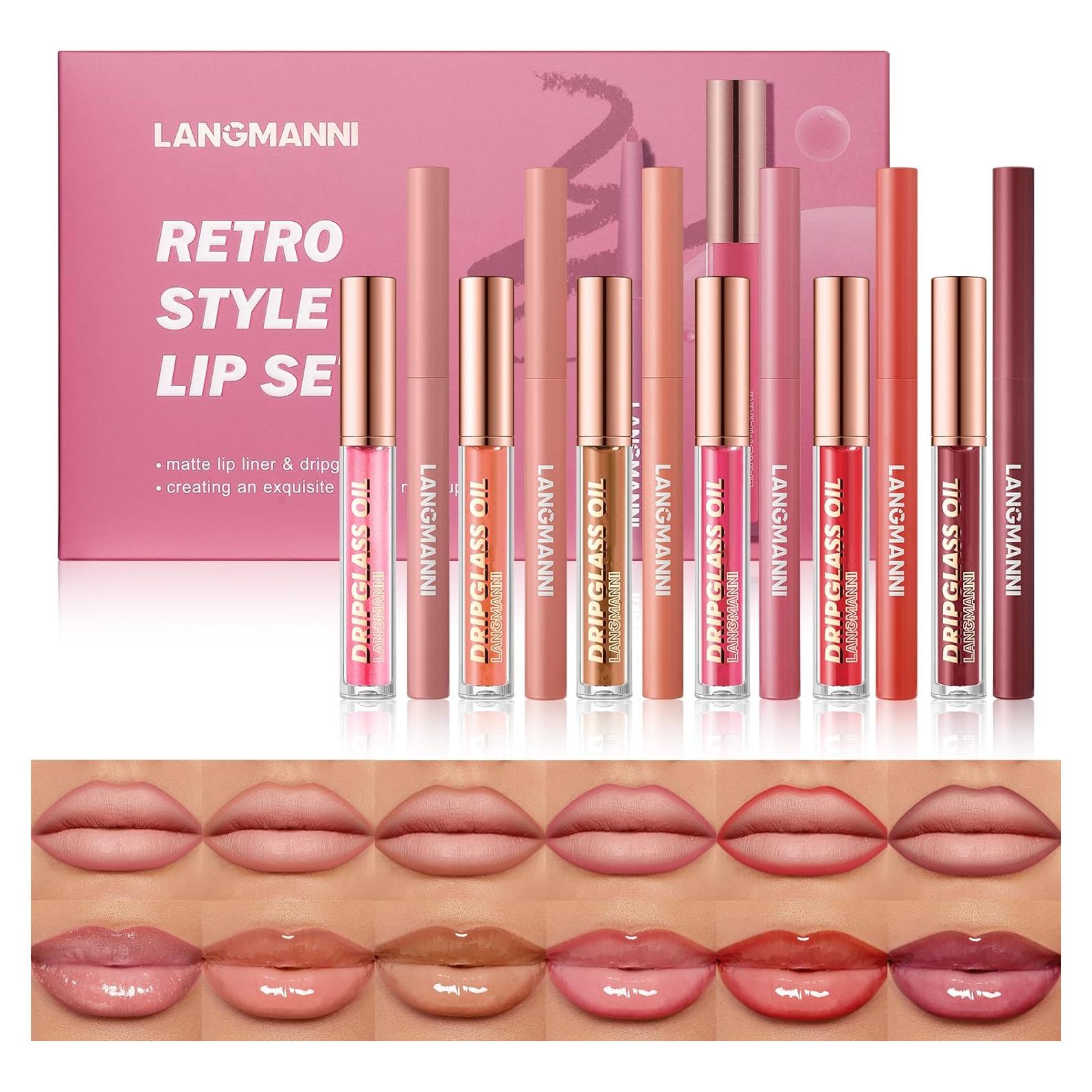 Set de Lápiz Labial Mate LANGMANNI 6 + Aceite Nutritivo