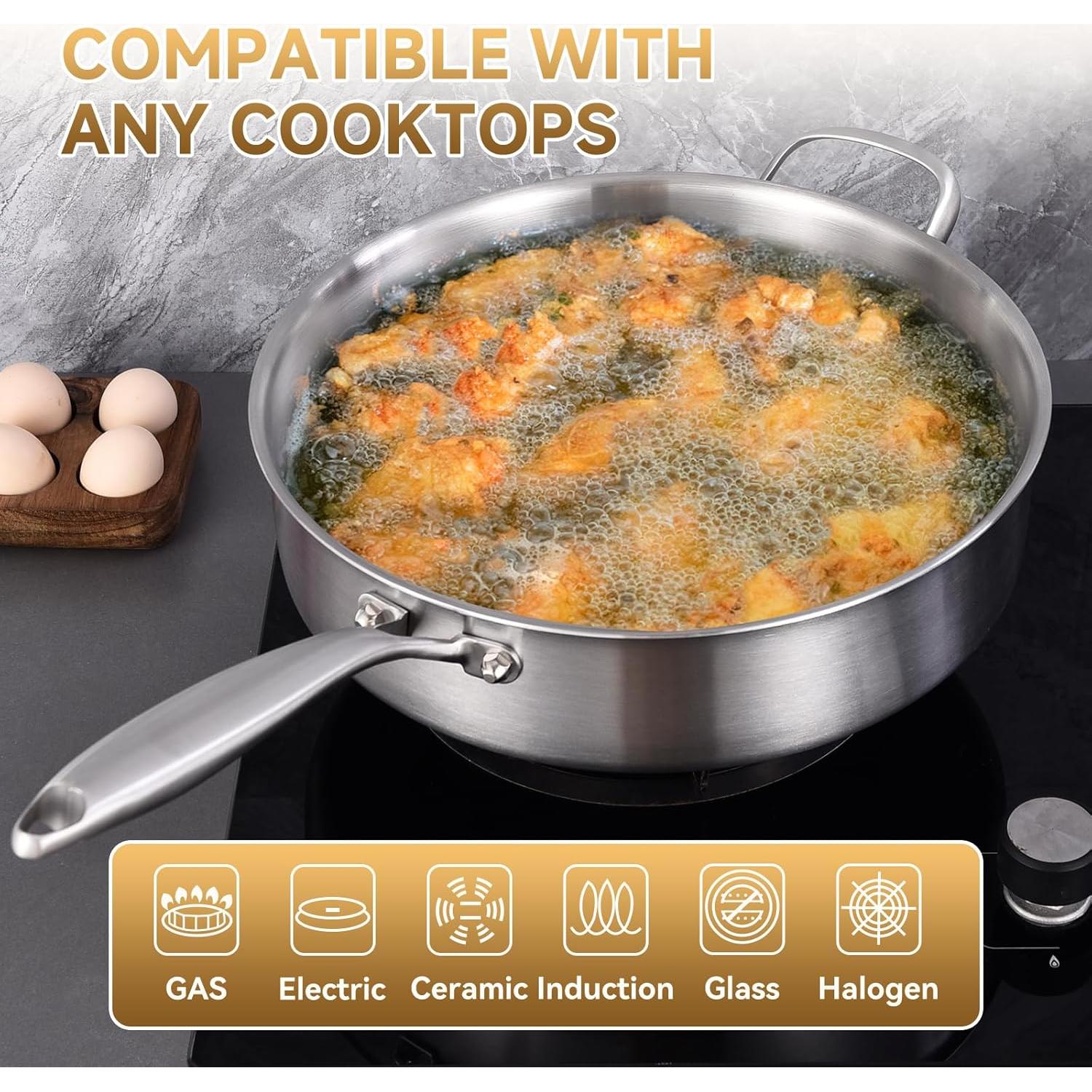 Sartén Inqibee Acero Inoxidable Tri-Ply 3QT con Tapa