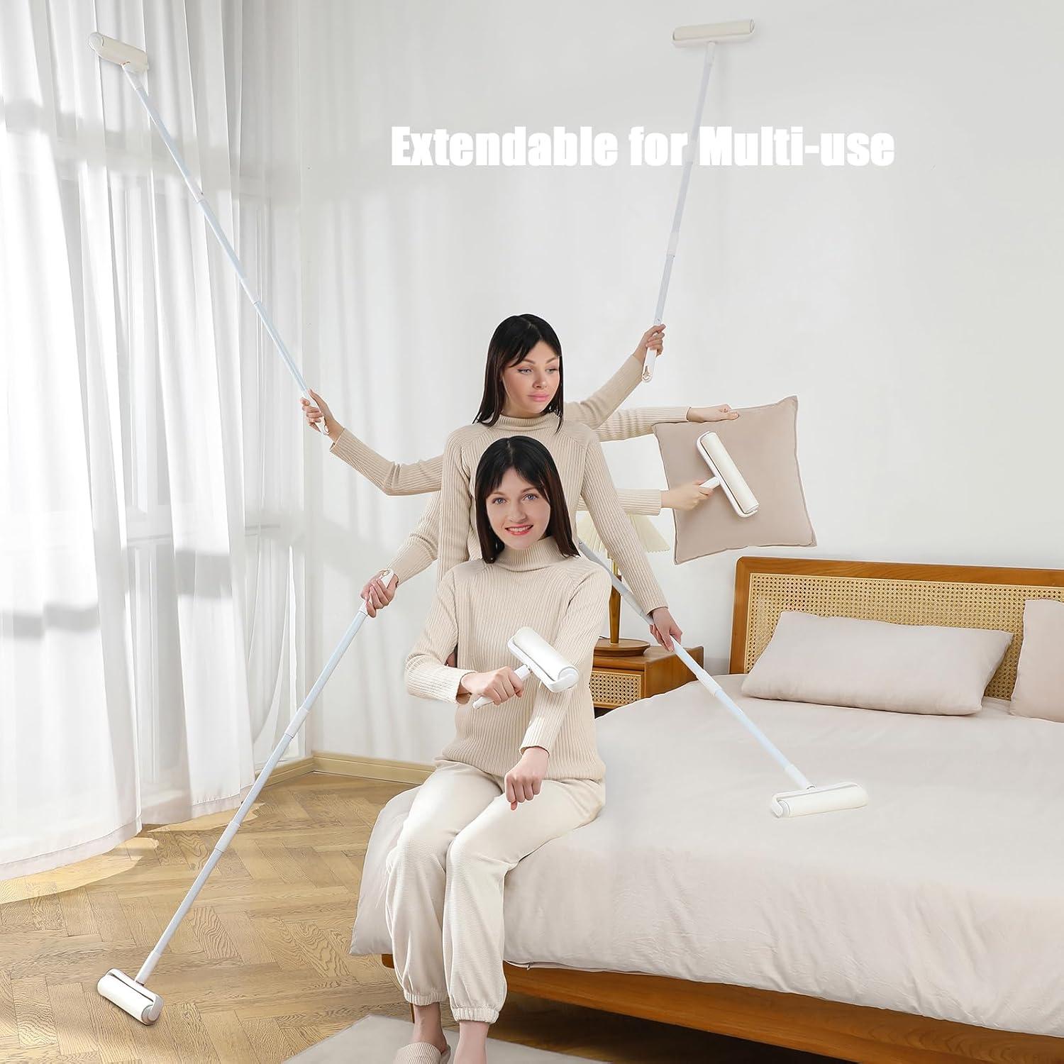 Rodillo de Pelusa MINGRACE con Mango Largo y 3 Rollos Pegajosos