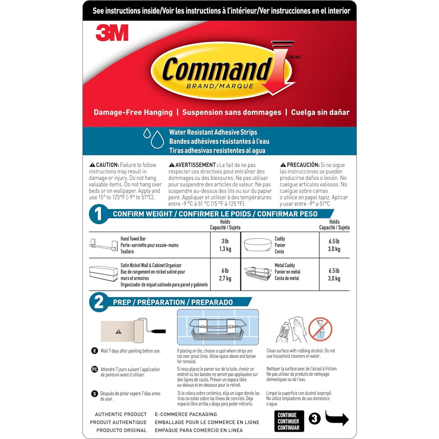Caddy de Ducha Command Negro Mate Organizador Resistente al Agua