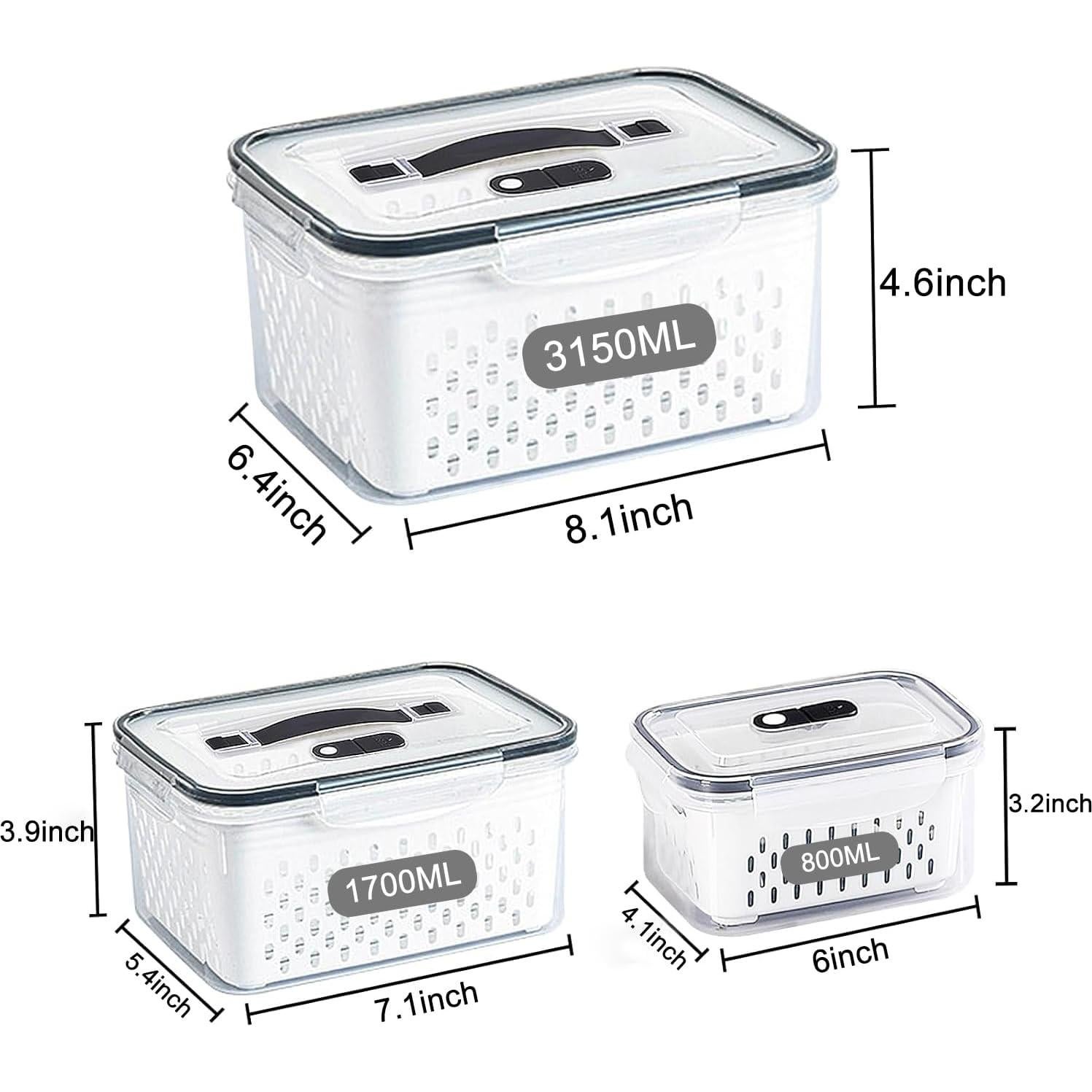 Contenedores de Almacenamiento Hermético Ronanemon 3 Paquete 0.8L-3.15L